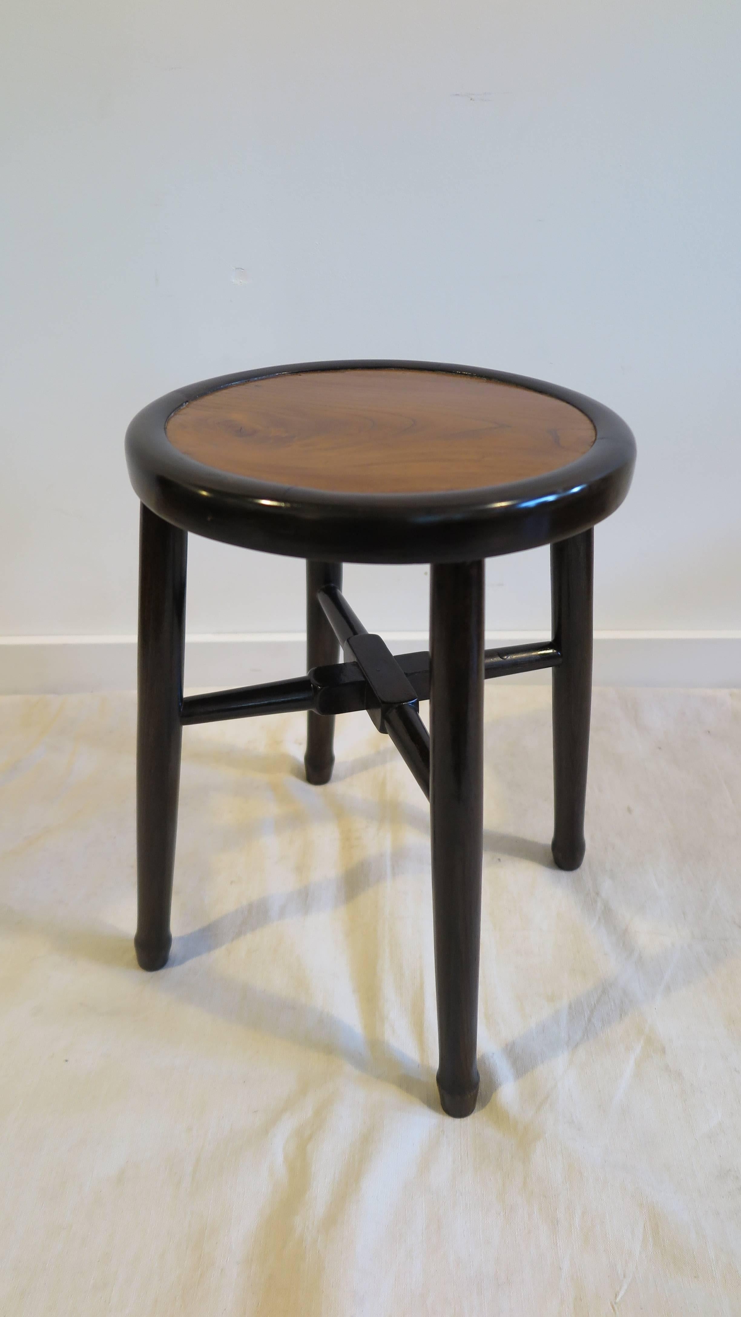 Art Deco round stool side tables of Elm wood.  We have two Stools for sale.  Priced individually in very good condition. 
Great for additional seating and or side tables.  
