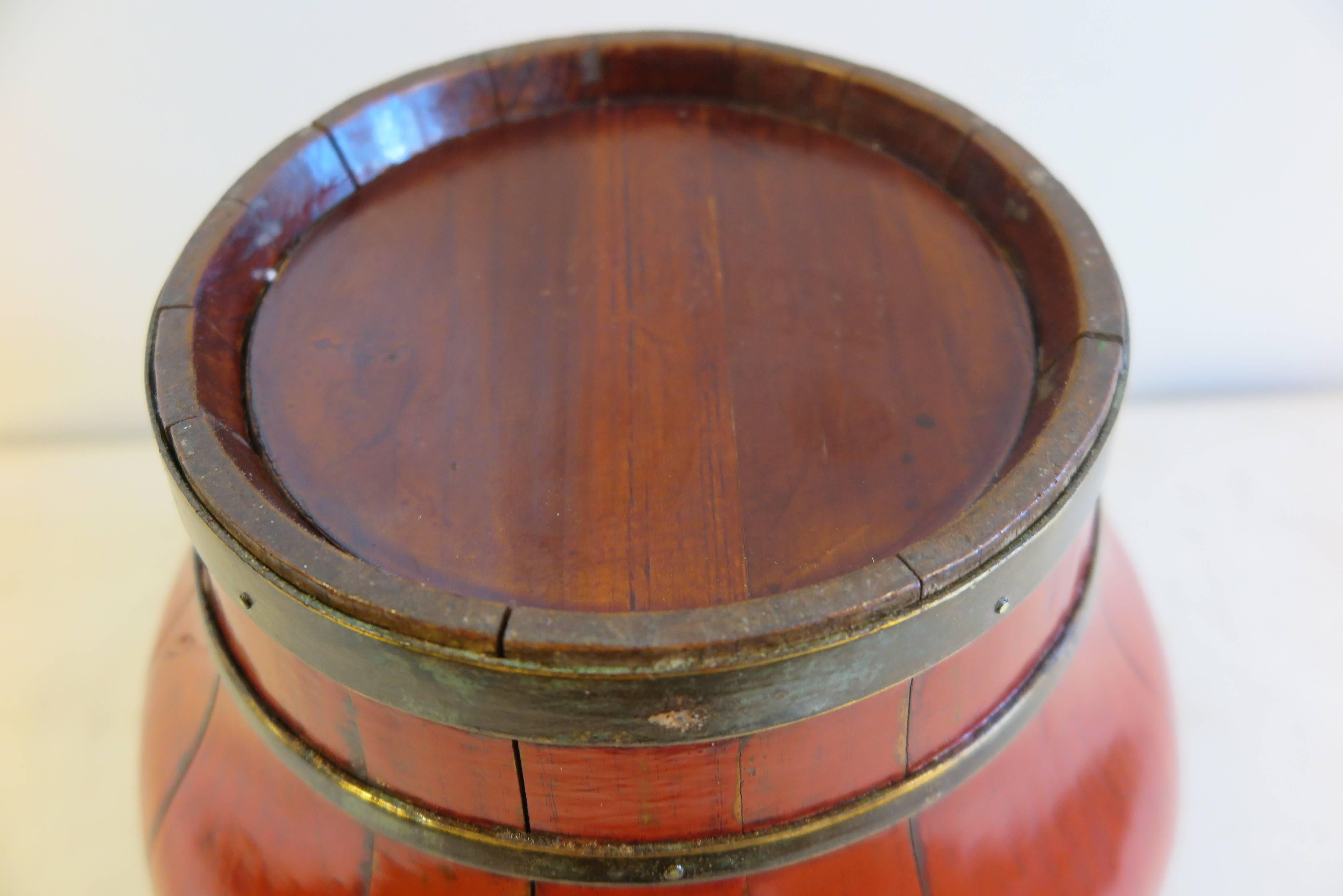 19th Century Wooden Bowl with Bronze Banding 2