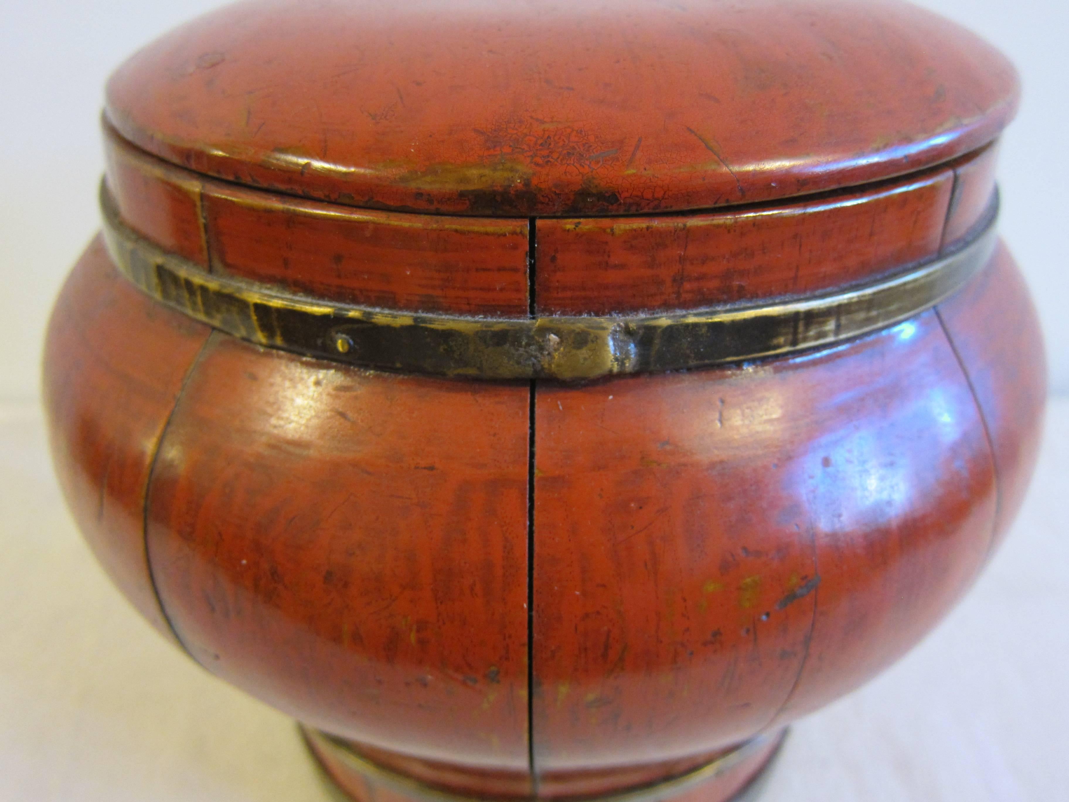 19th Century Wooden Bowl with Bronze Banding 4