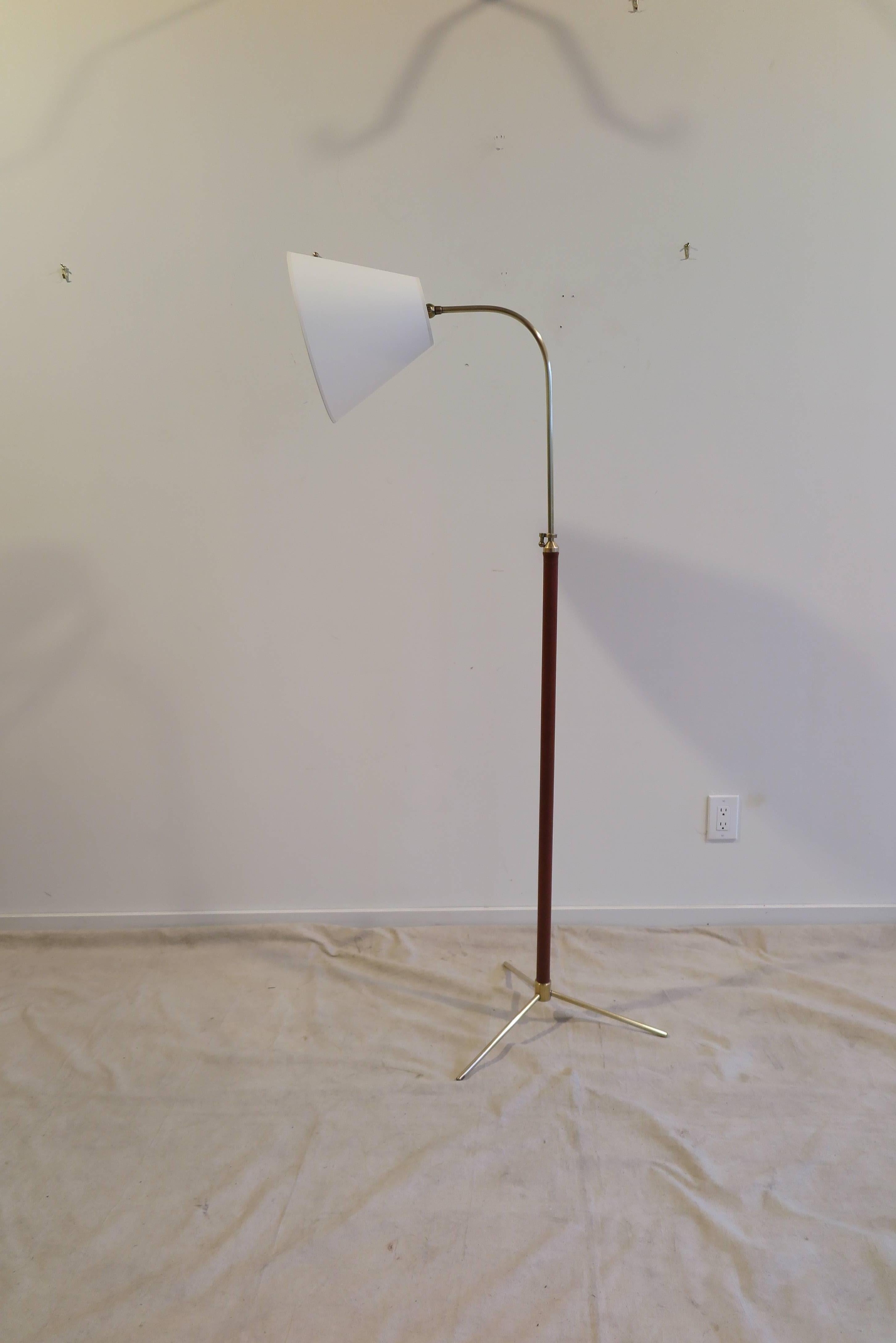 Mid-Century Modern Jacques Adnet Leather Wrapped Floor Lamp