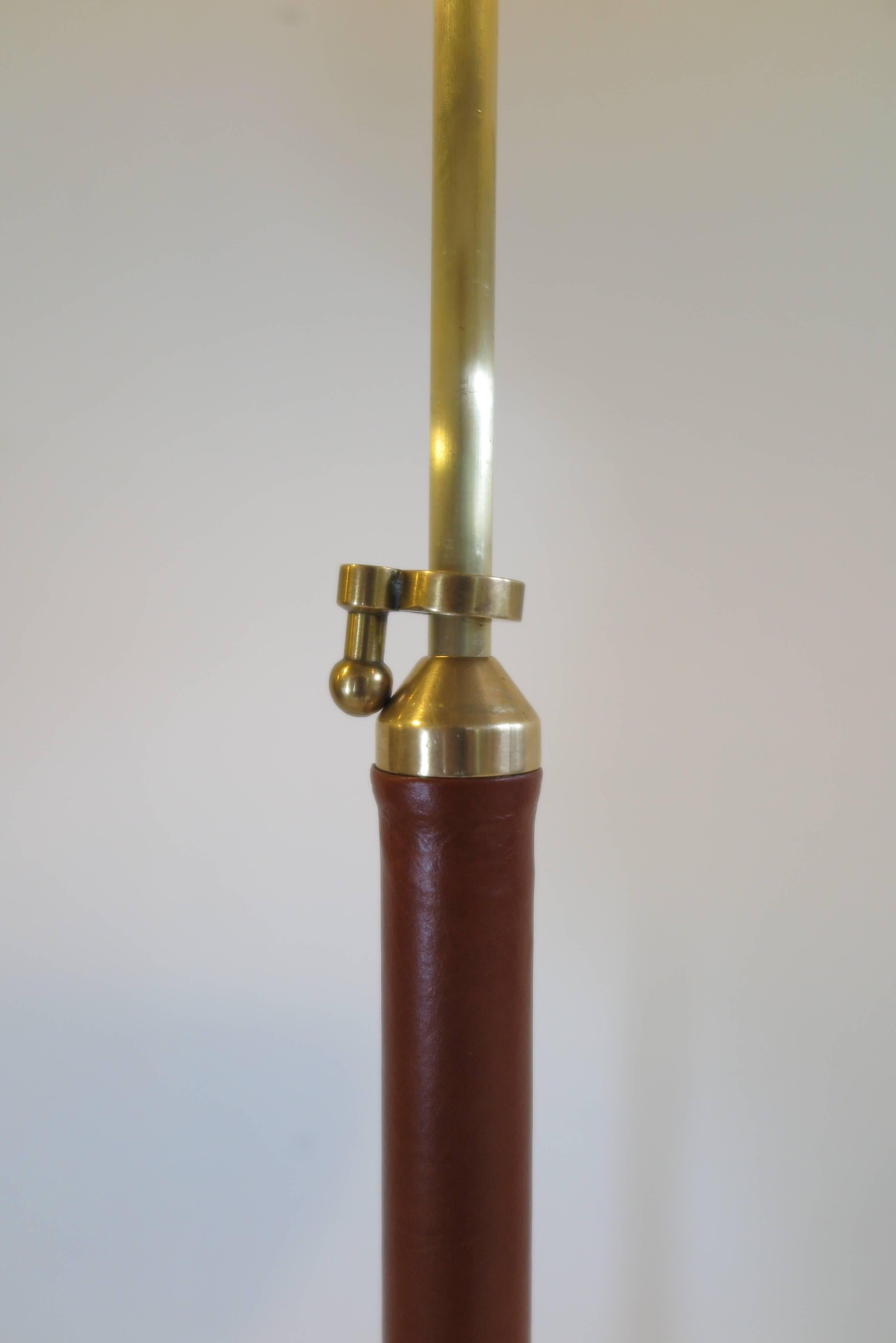Brass Jacques Adnet Leather Wrapped Floor Lamp