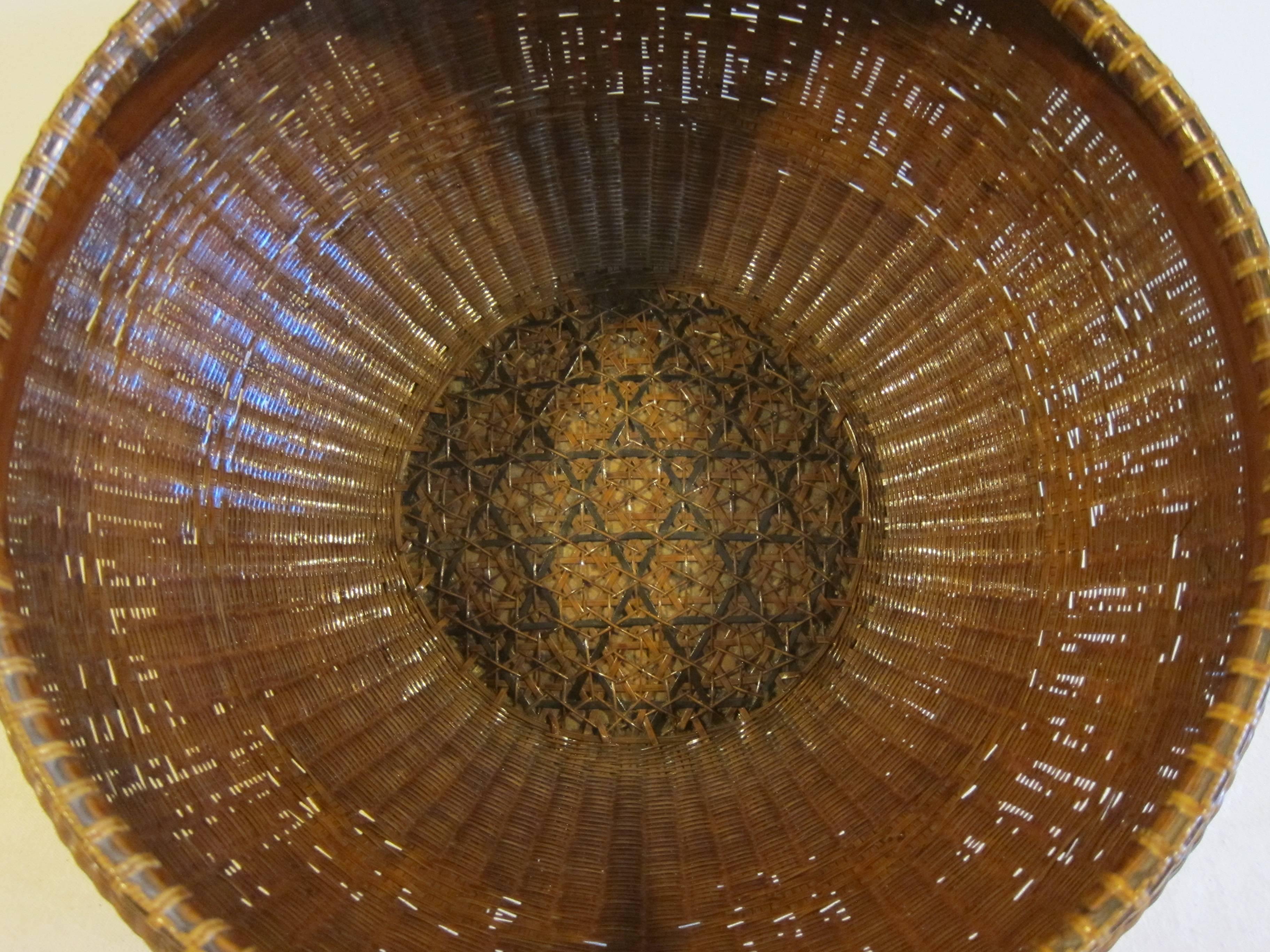 Asian Antique Basketry Bowl For Sale