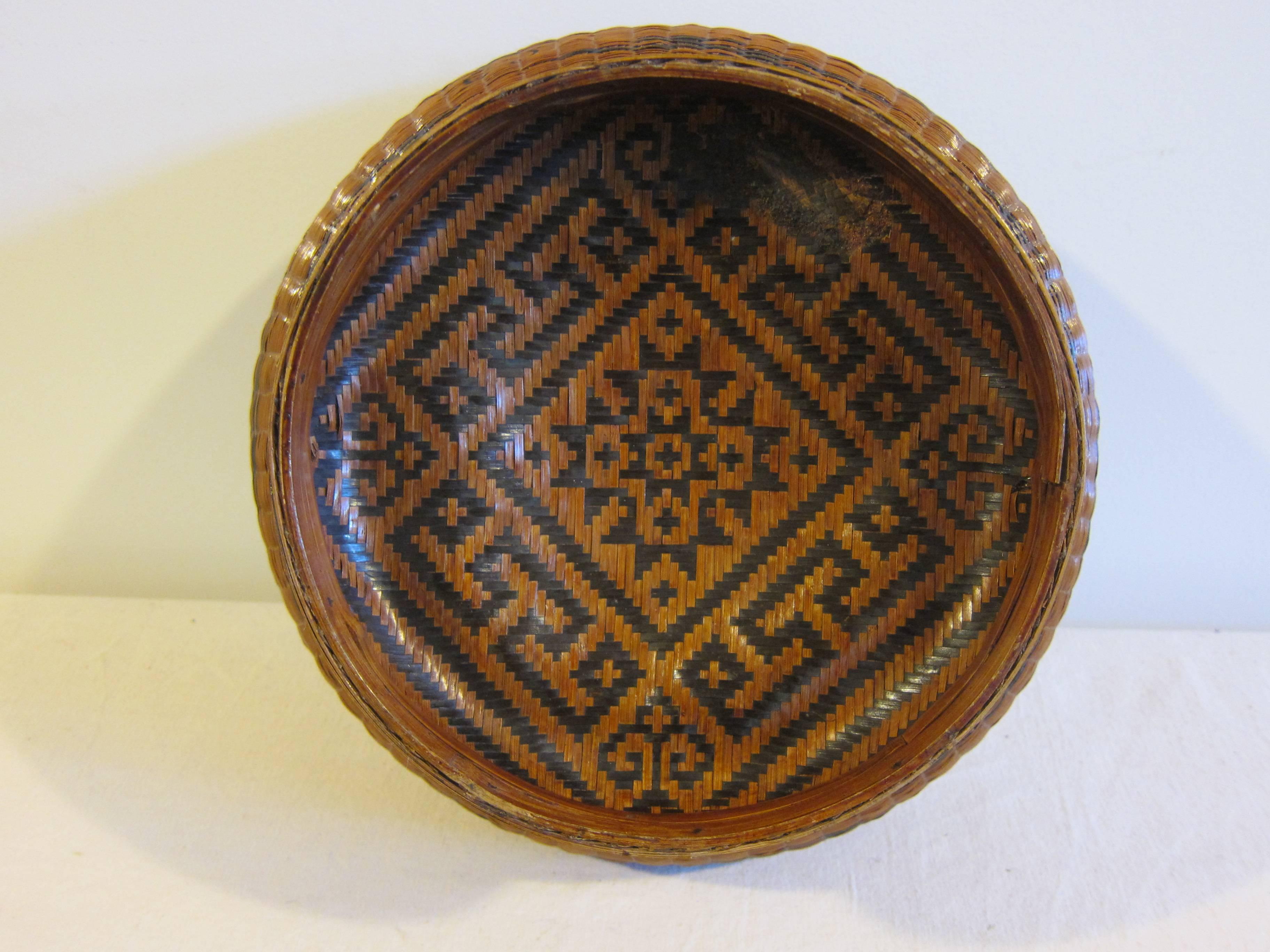 19th Century Antique Basketry Bowl For Sale