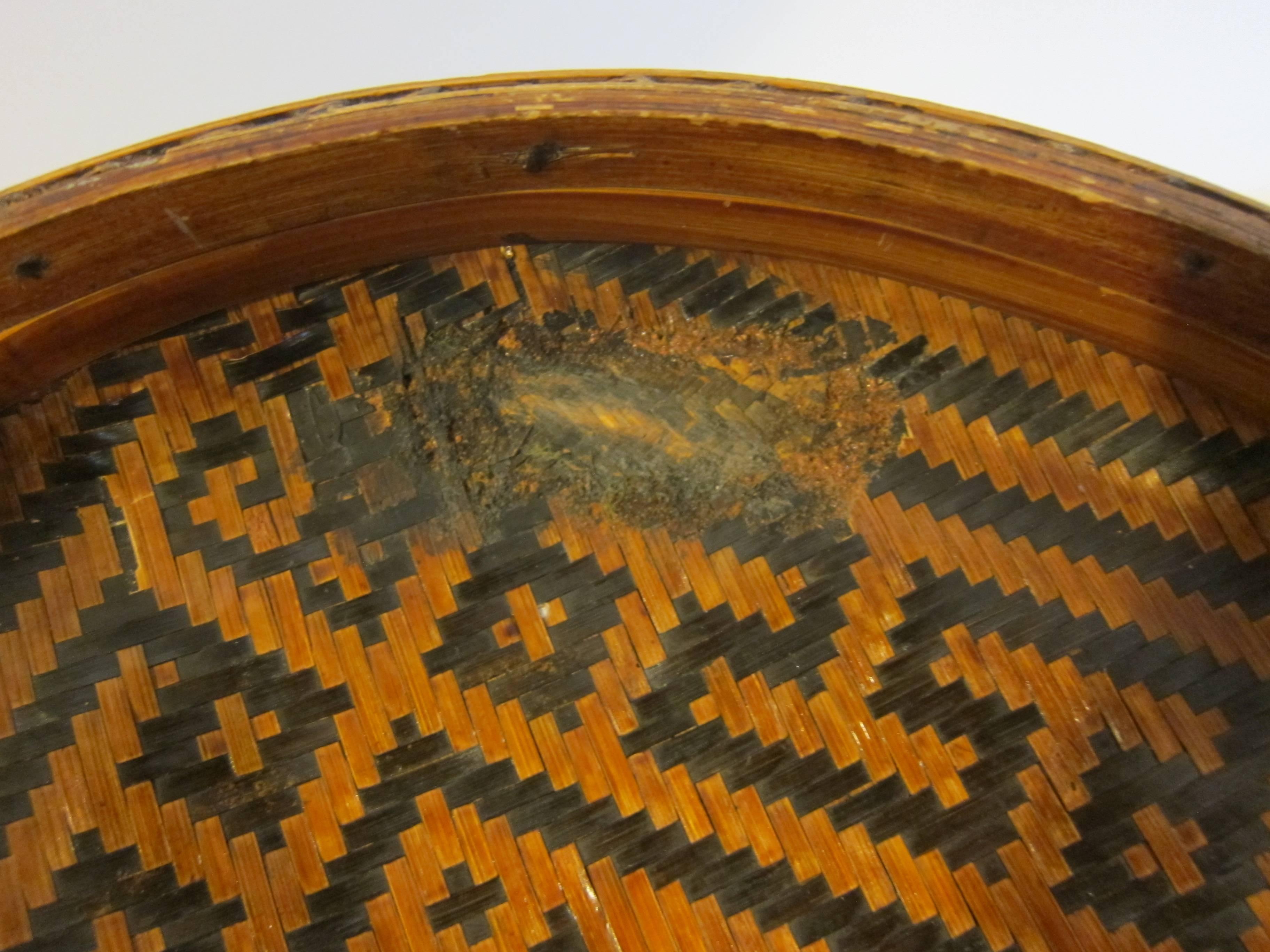 Rattan Antique Basketry Bowl For Sale