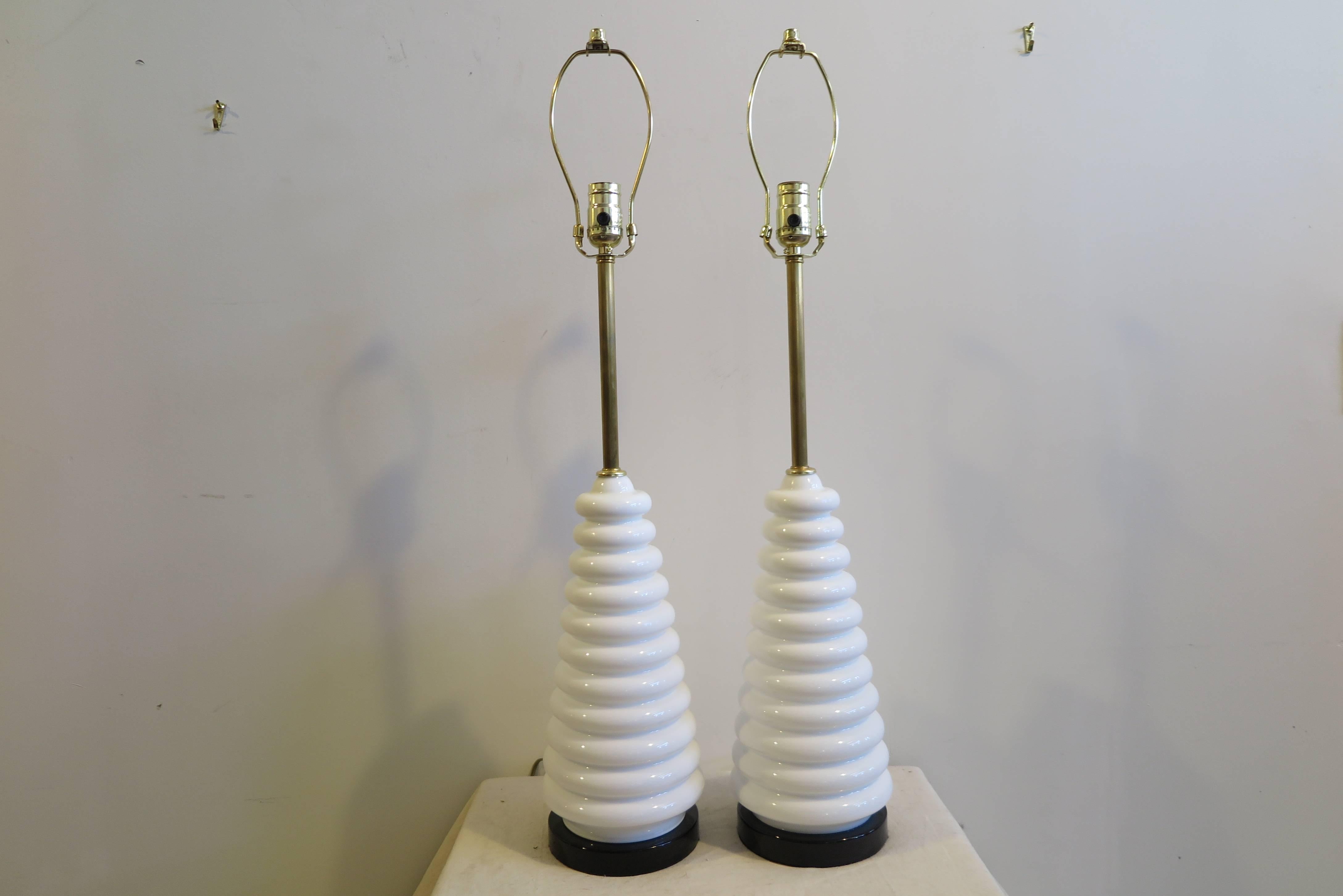 Pair of Italian Glass Lamps In Excellent Condition In New York, NY