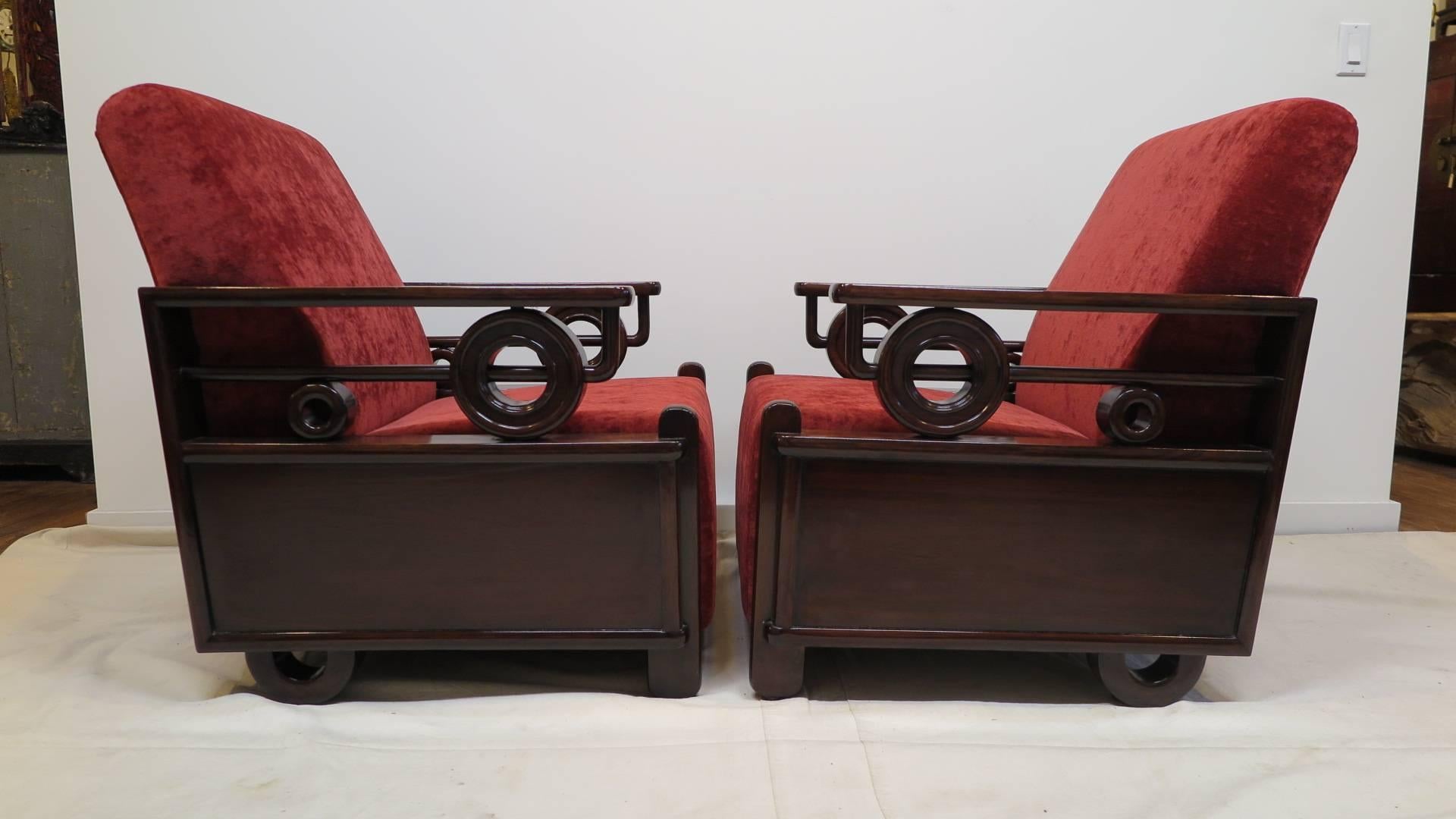 Pair Art Deco Club Chairs 2