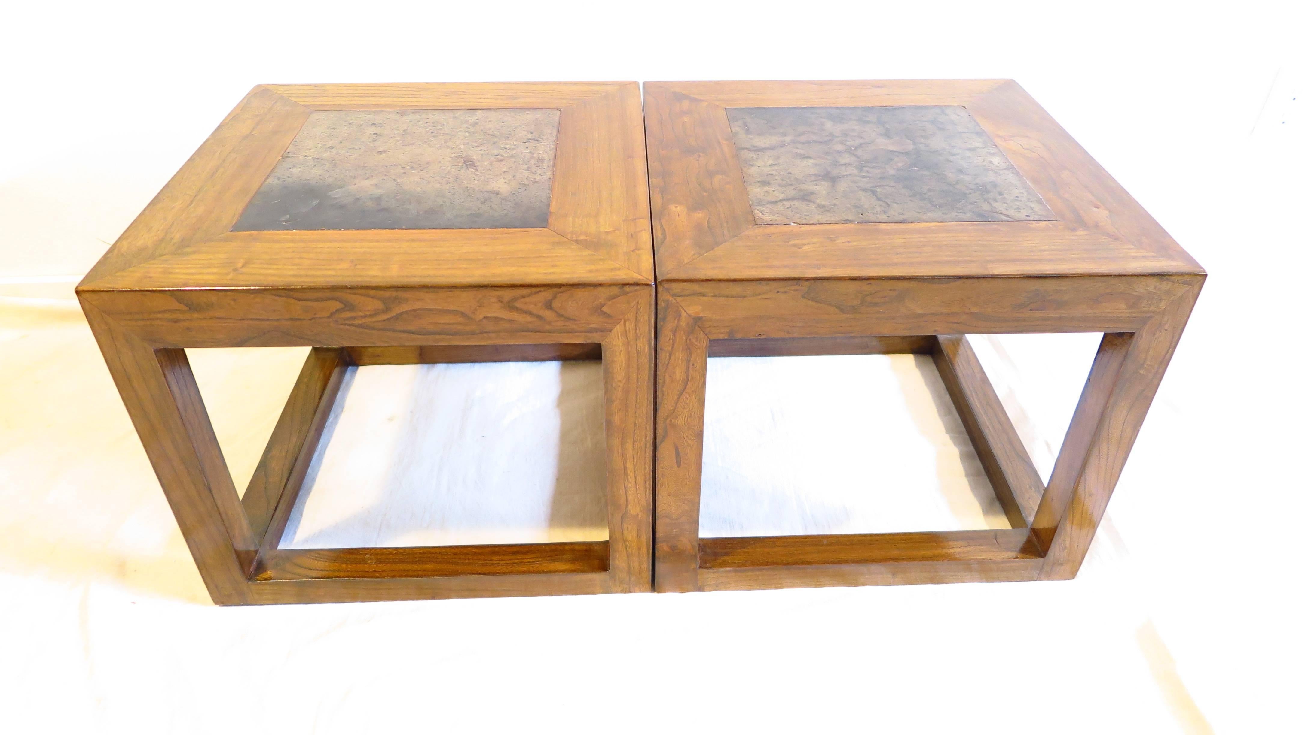 Pair Antique Stone Top Tables In Good Condition In New York, NY