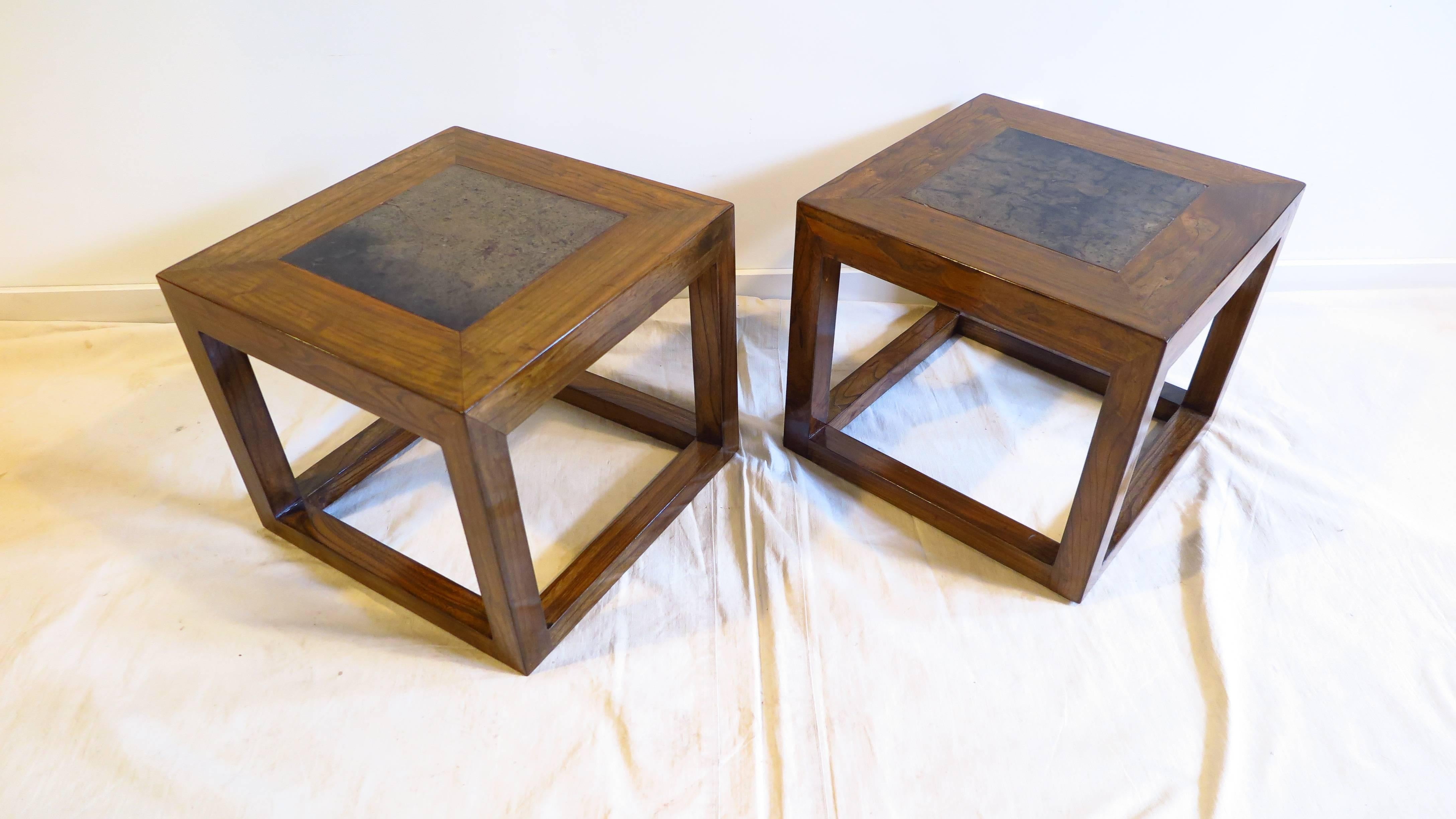 20th Century Pair Antique Stone Top Tables