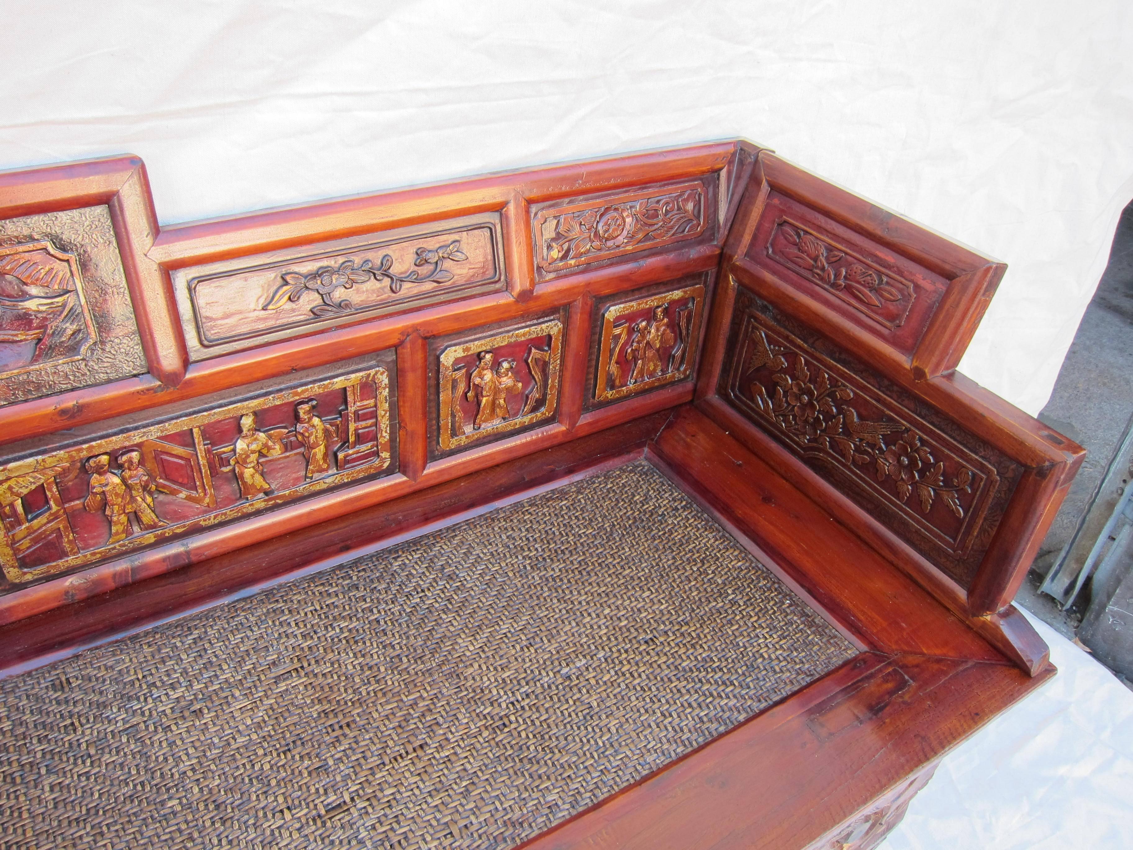Qing 19th Century Carved Bench