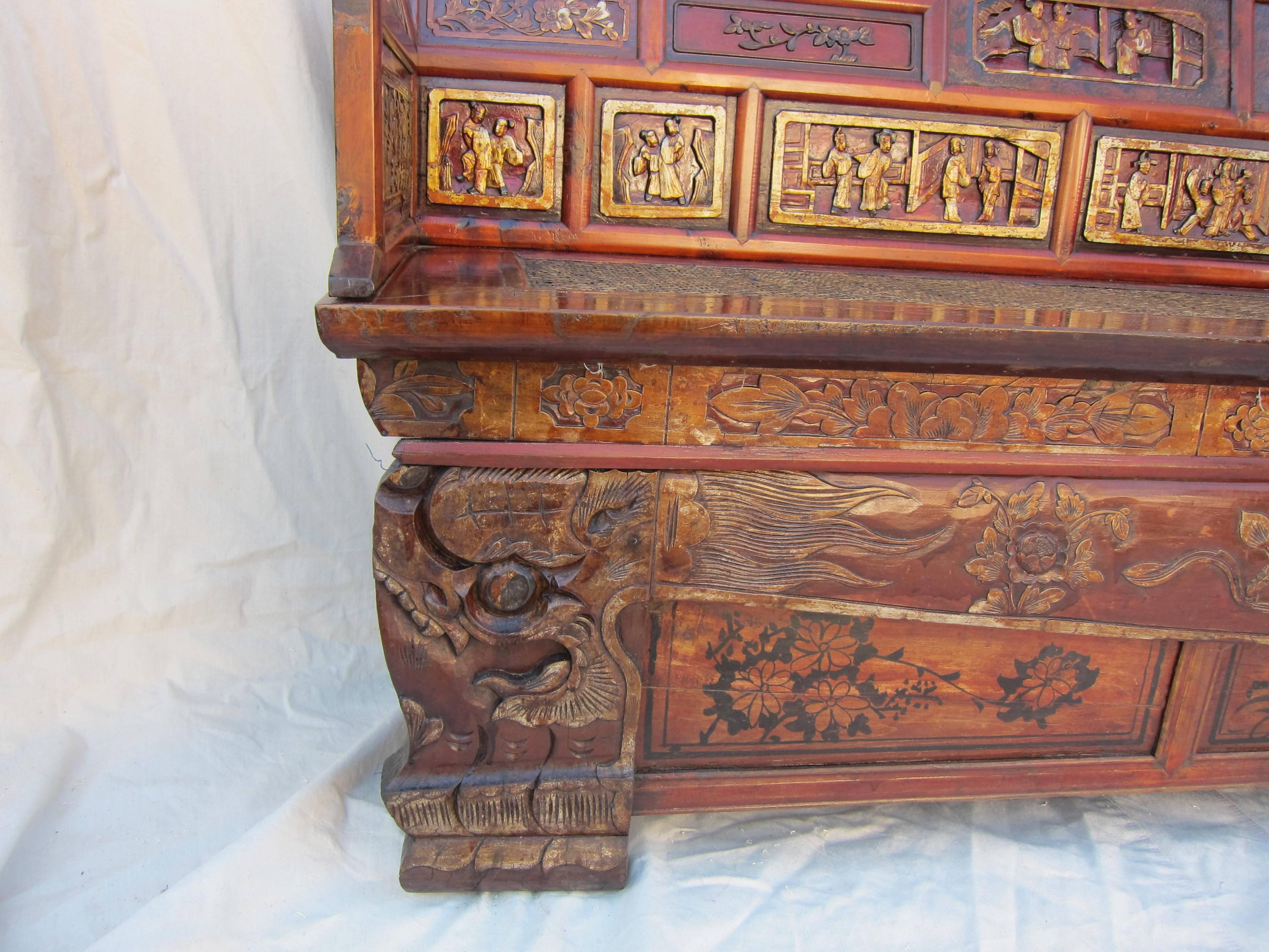 19th Century Carved Bench In Excellent Condition In New York, NY