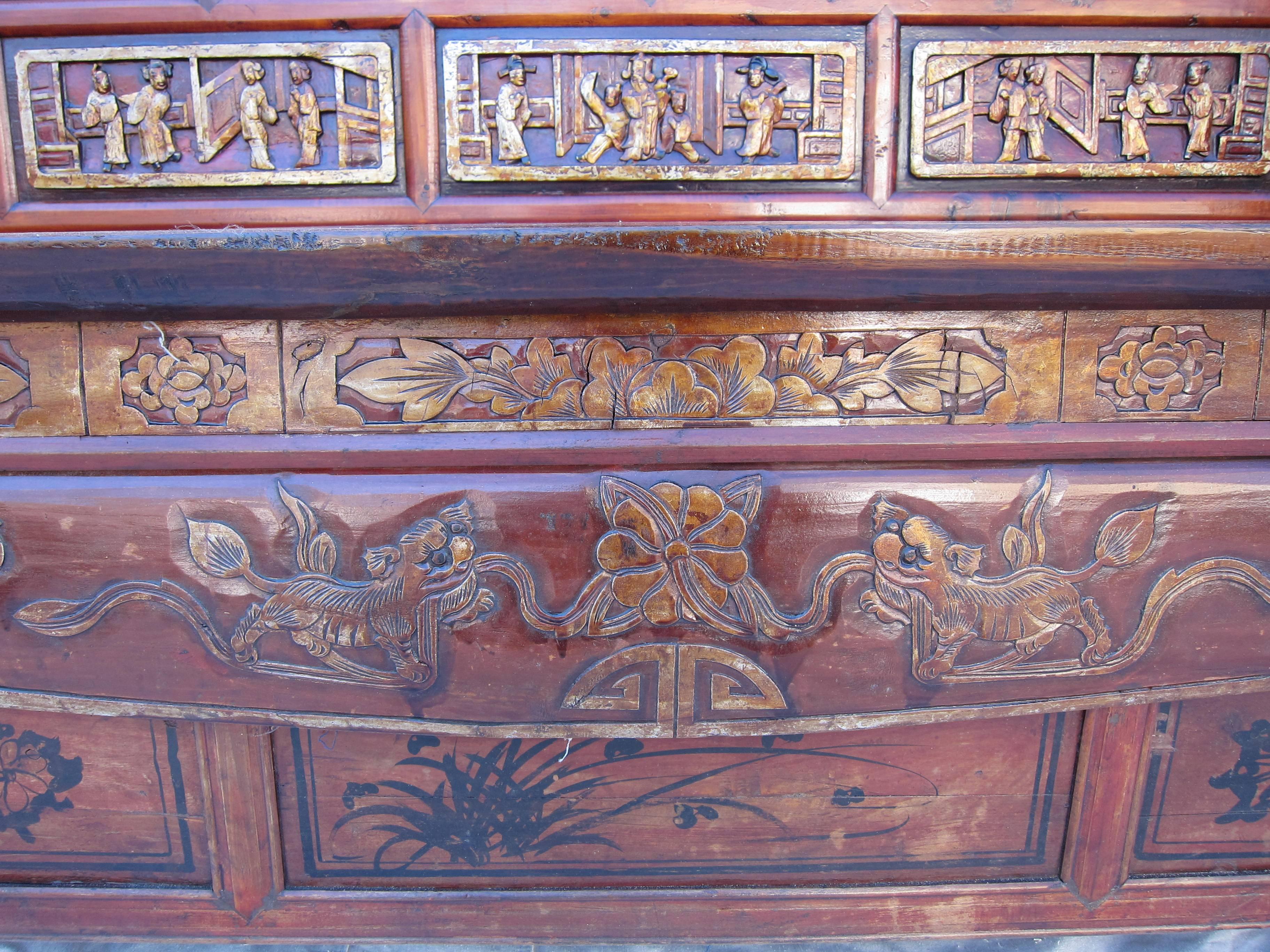 19th Century Carved Bench 1