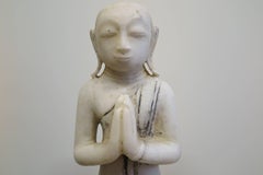 19th century Burmese Alabaster Buddhist Monk Statue