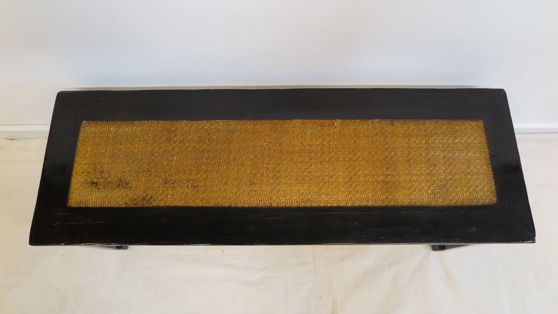 Qing 19th Century Rattan Top Chinese Bench