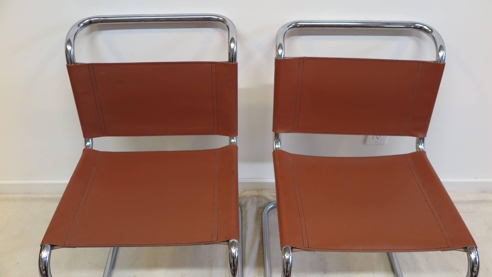 Leather Pair of Mart Stam Chairs
