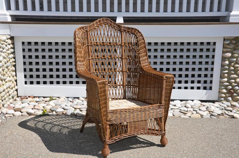 Antique HeywoodWakefield Wicker Armchair at 1stDibs