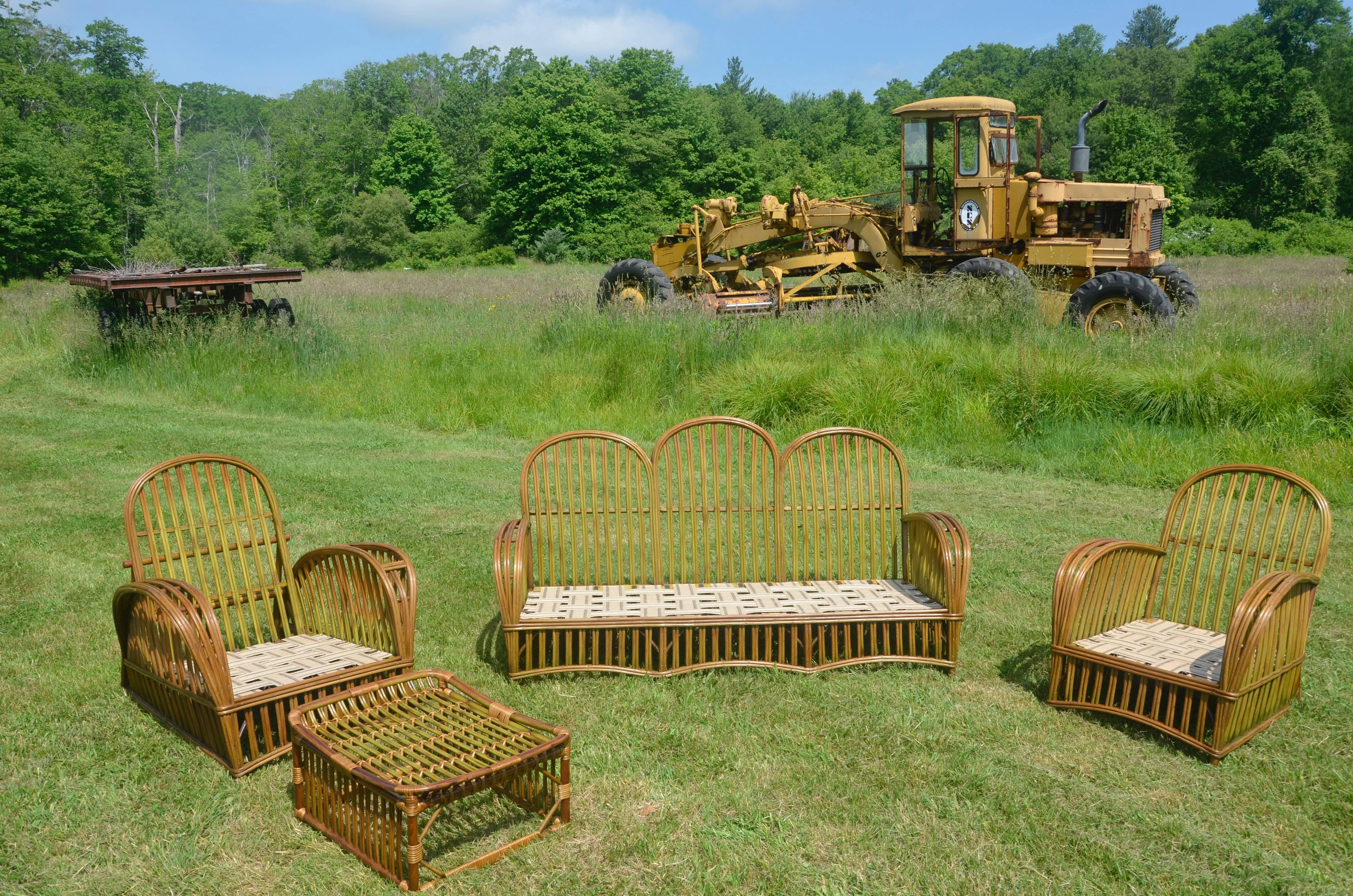 Mid-20th Century Antique Heywood-Wakefield Stick Wicker Set