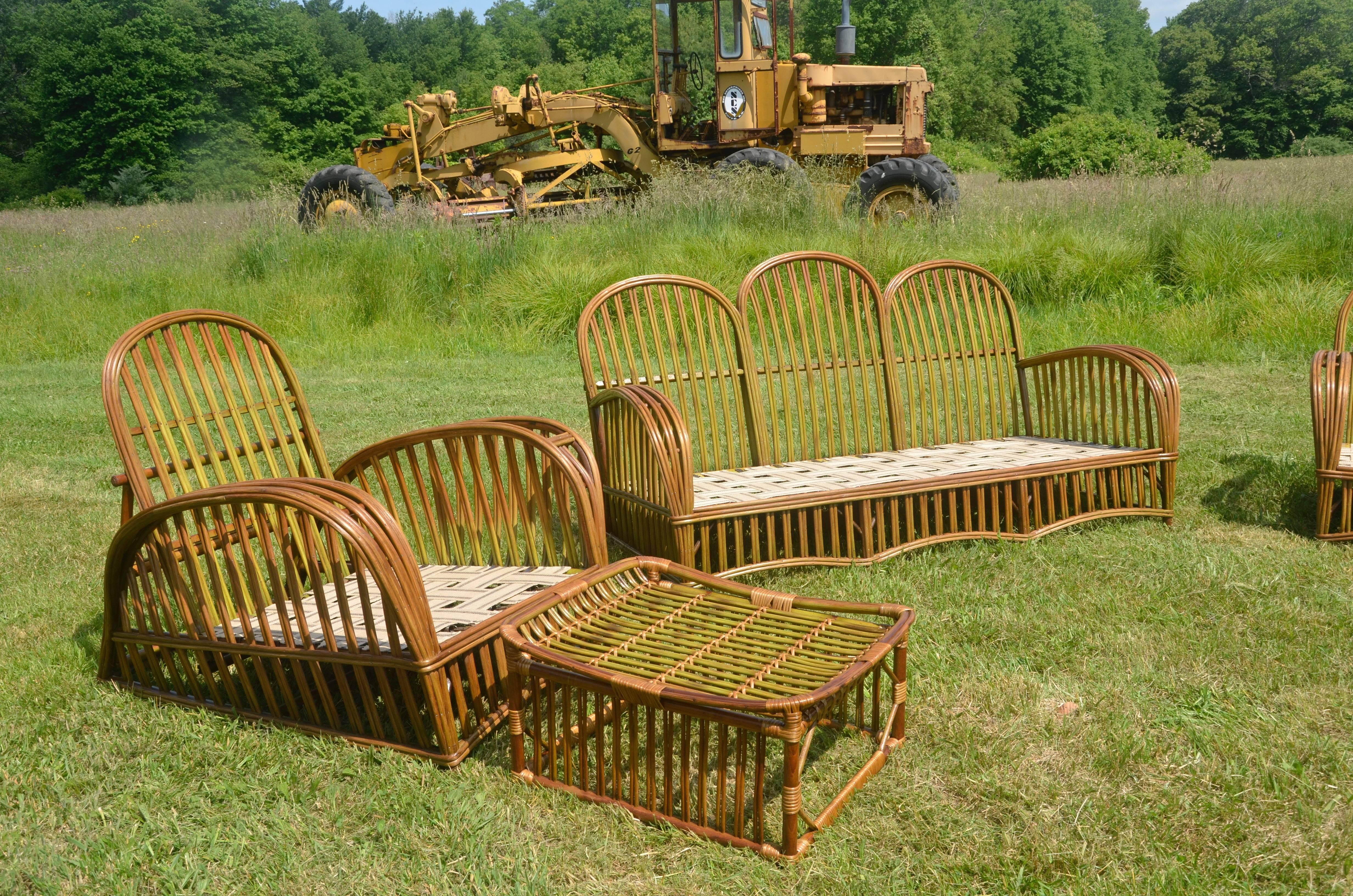 American Antique Heywood-Wakefield Stick Wicker Set