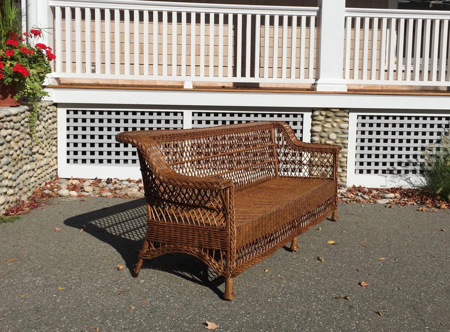 Antique Bar Harbor Wicker Sofa For Sale at 1stdibs
