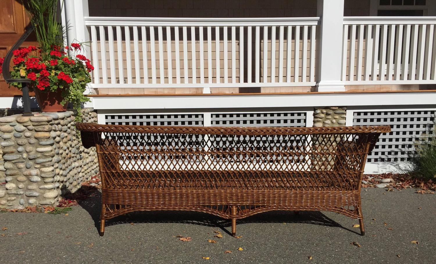 Antique Bar Harbor Wicker Sofa For Sale at 1stdibs
