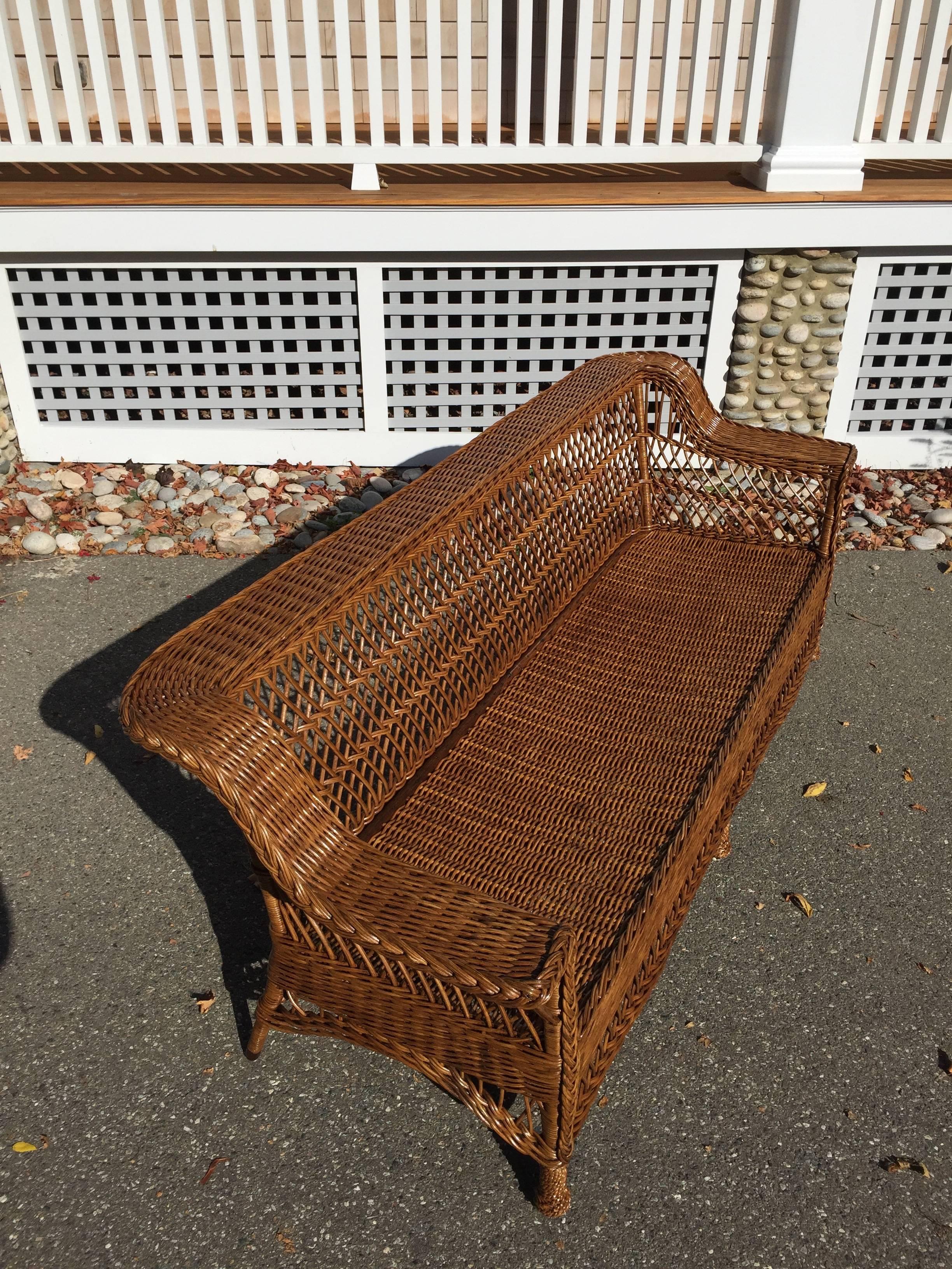 Antique Bar Harbor Wicker Sofa In Excellent Condition In Old Saybrook, CT