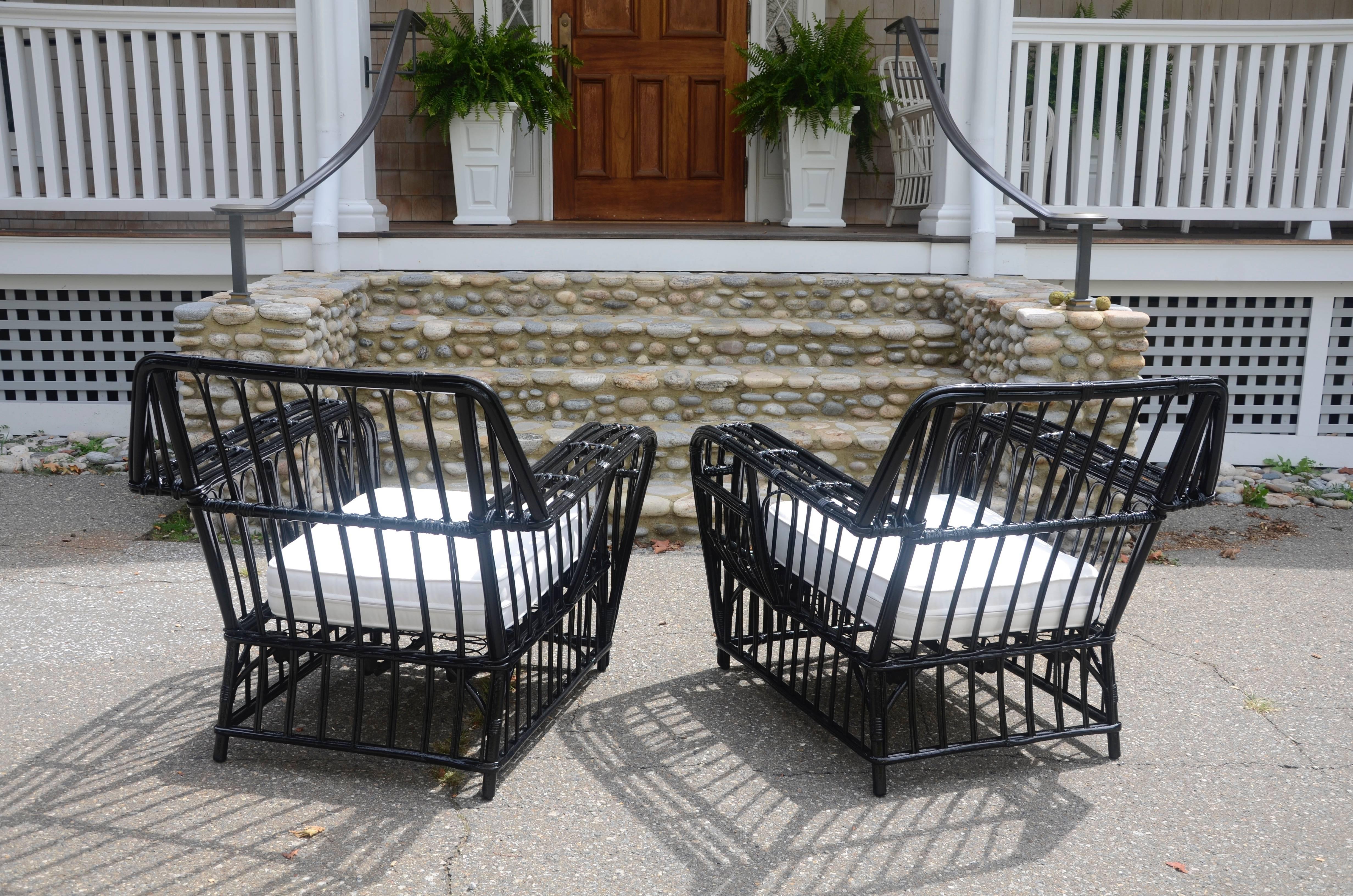 Antique Stick Wicker Lounge Chairs In Excellent Condition In Old Saybrook, CT
