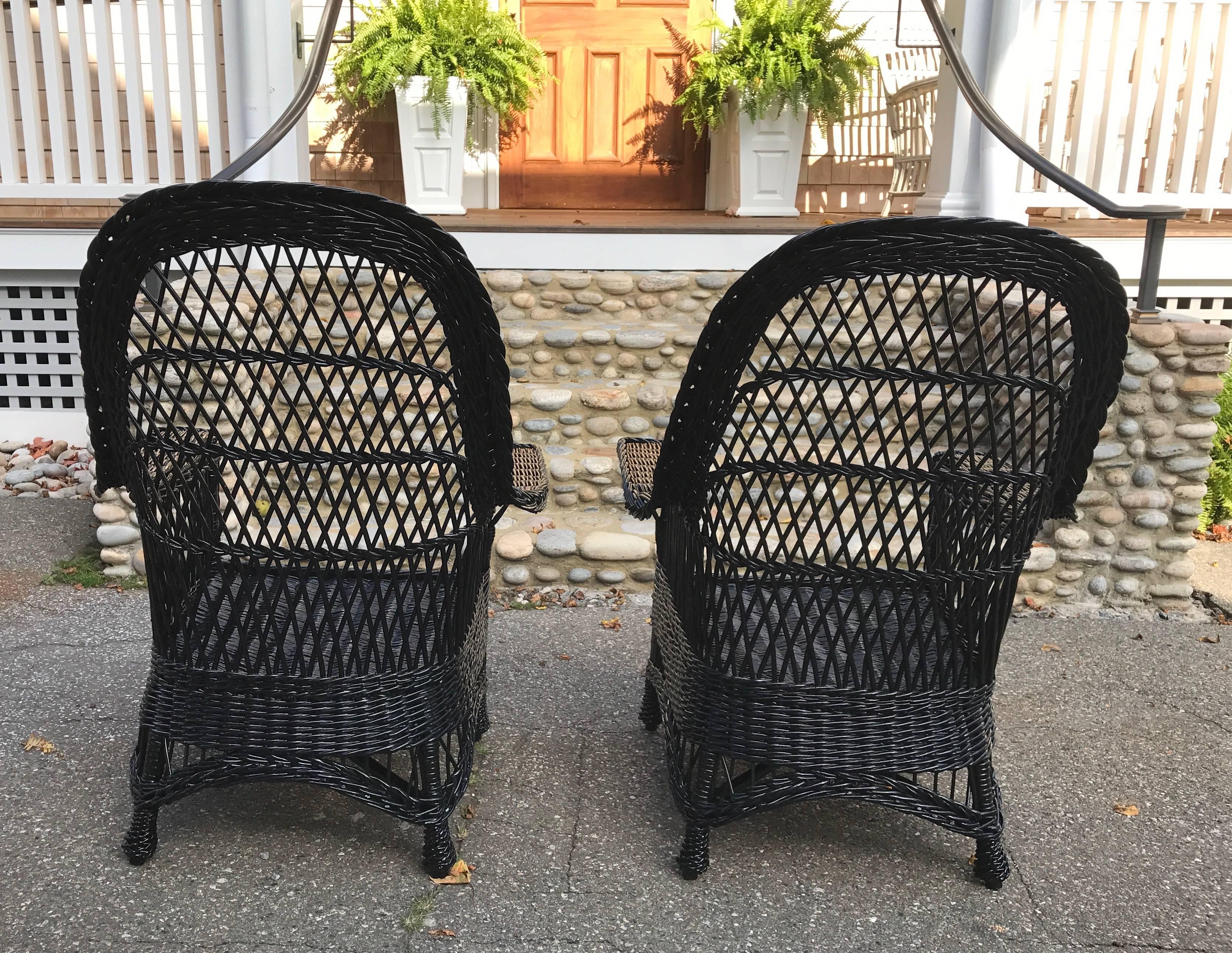 Metal Antique Bar Harbor Willow Wicker Chairs