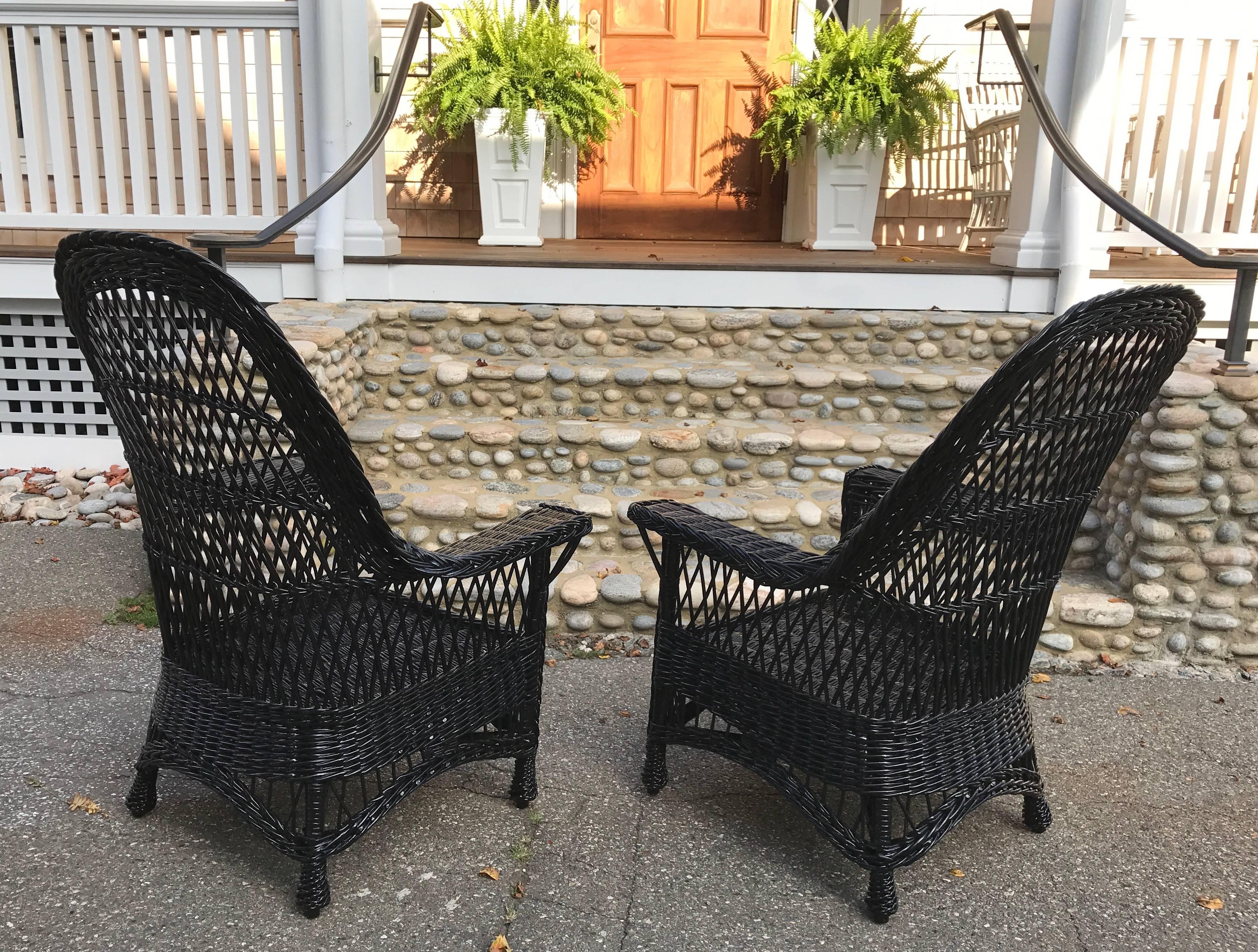Early 20th Century Antique Bar Harbor Willow Wicker Chairs