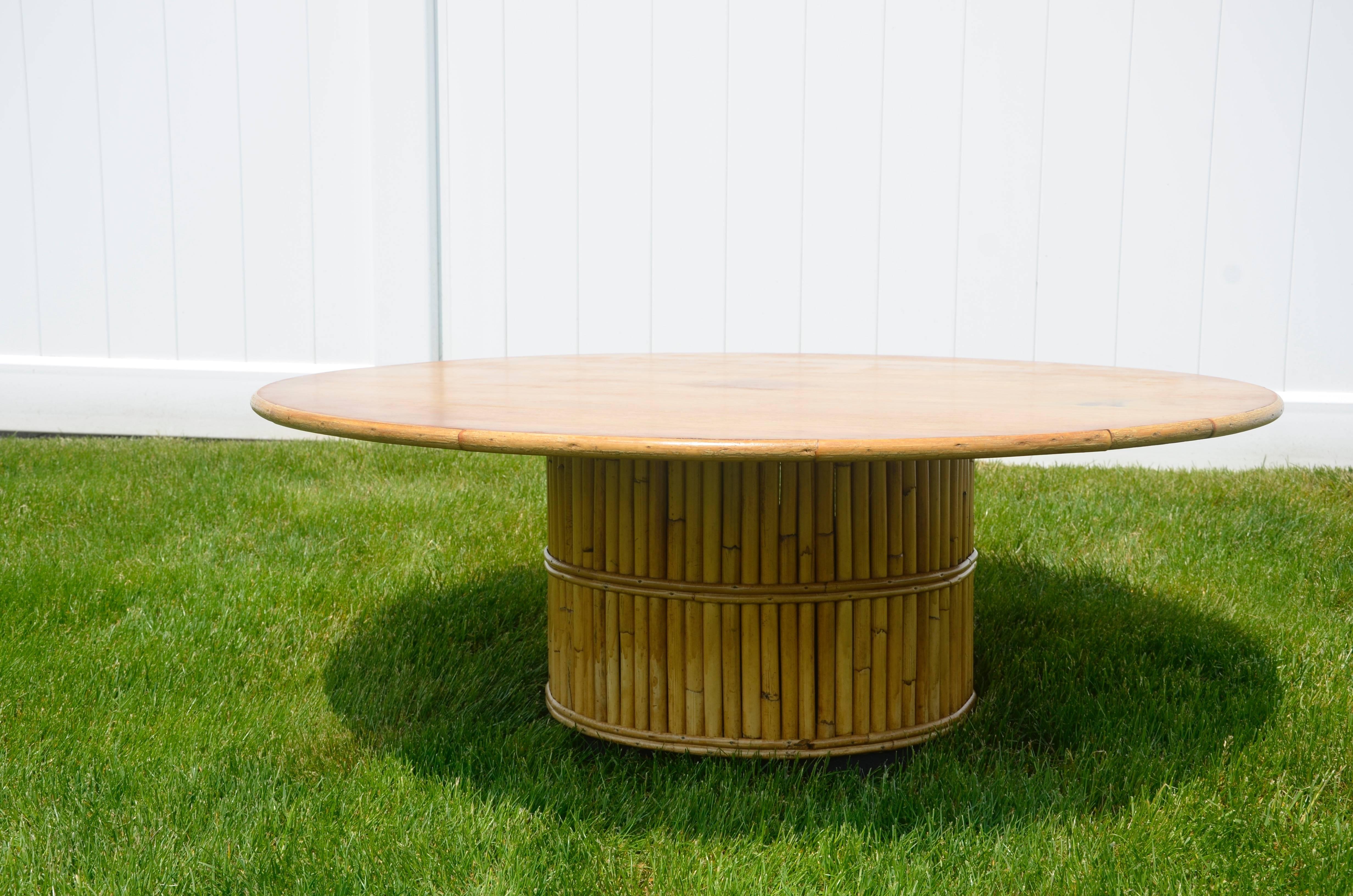 American Mid-Century Rattan Coffee Table For Sale