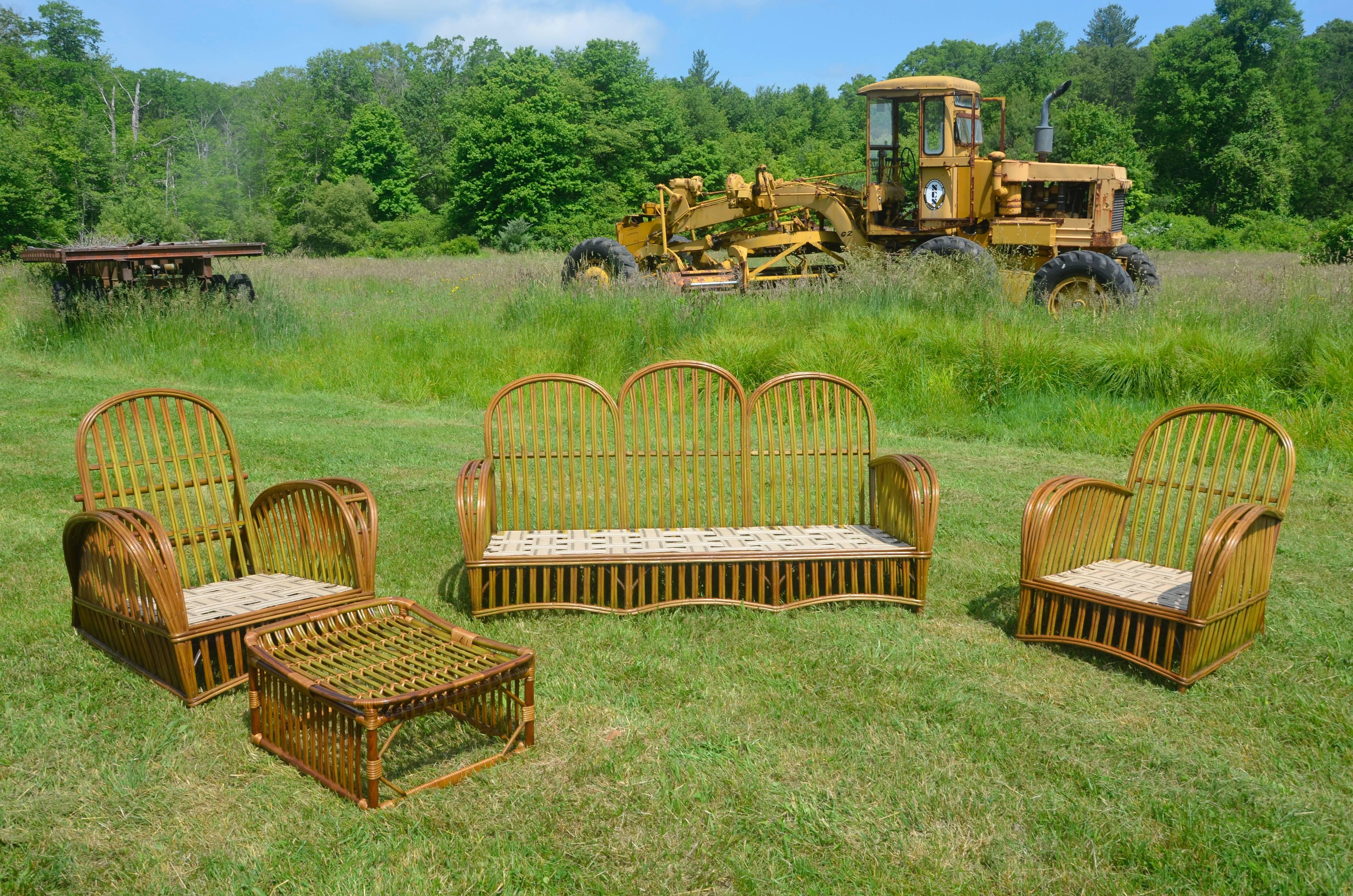 Antique Heywood-Wakefield Stick Wicker Set 1
