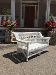 Antique Paine Furniture Triple Cross Wicker Settee