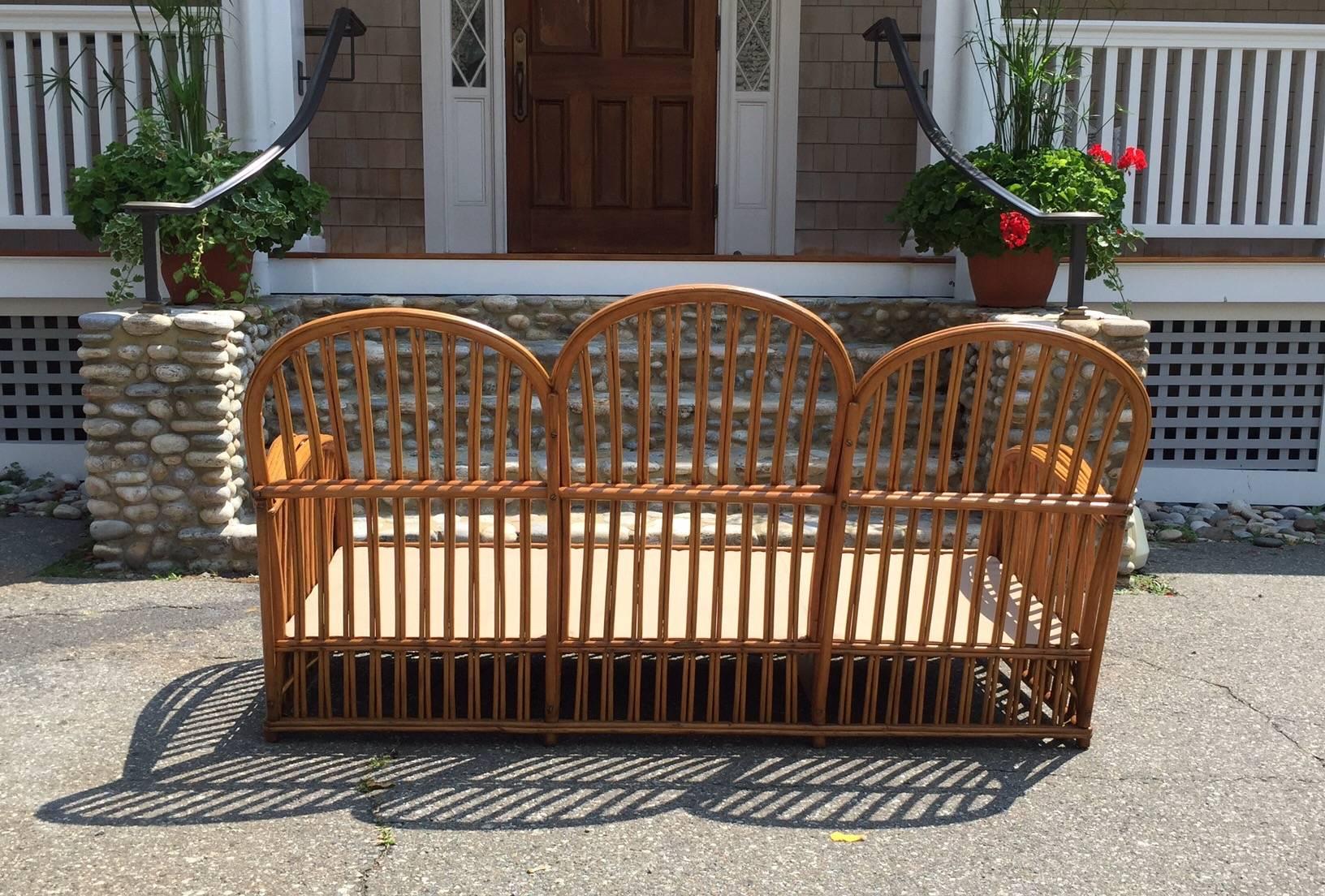 Mid-20th Century Antique Heywood Wakefield Stick Wicker Set For Sale