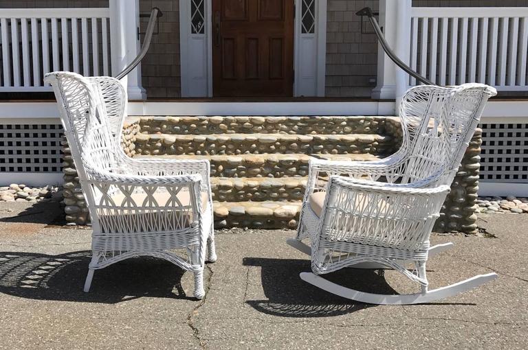 Antique wicker chair with springs deals