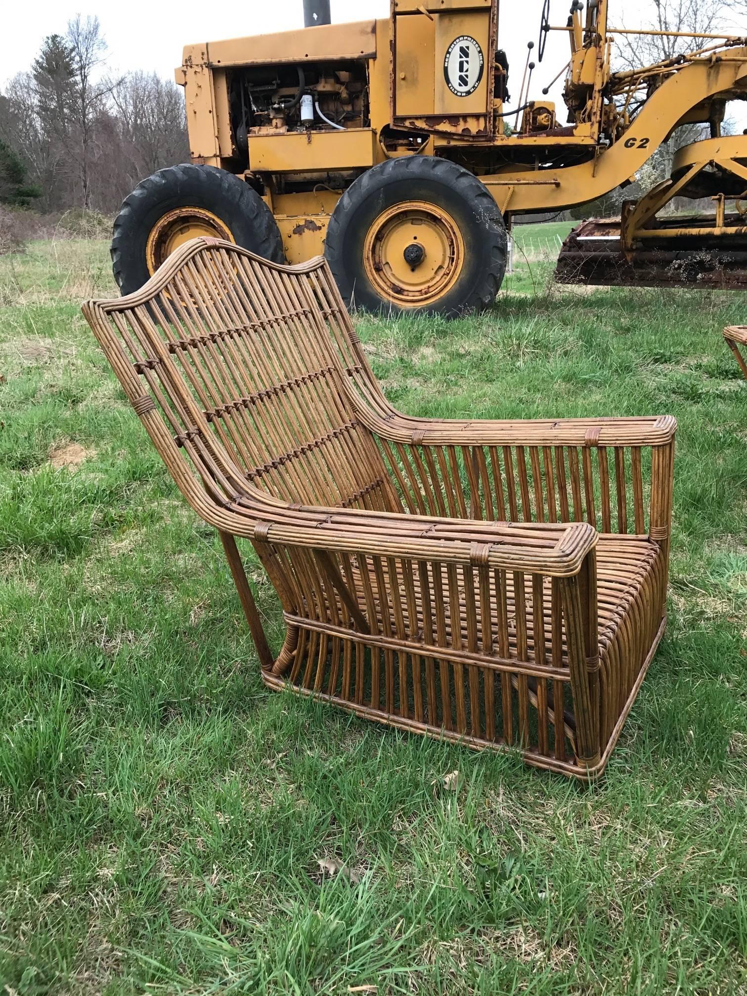 Antique Stick Wicker Rattan Set In Excellent Condition In Old Saybrook, CT