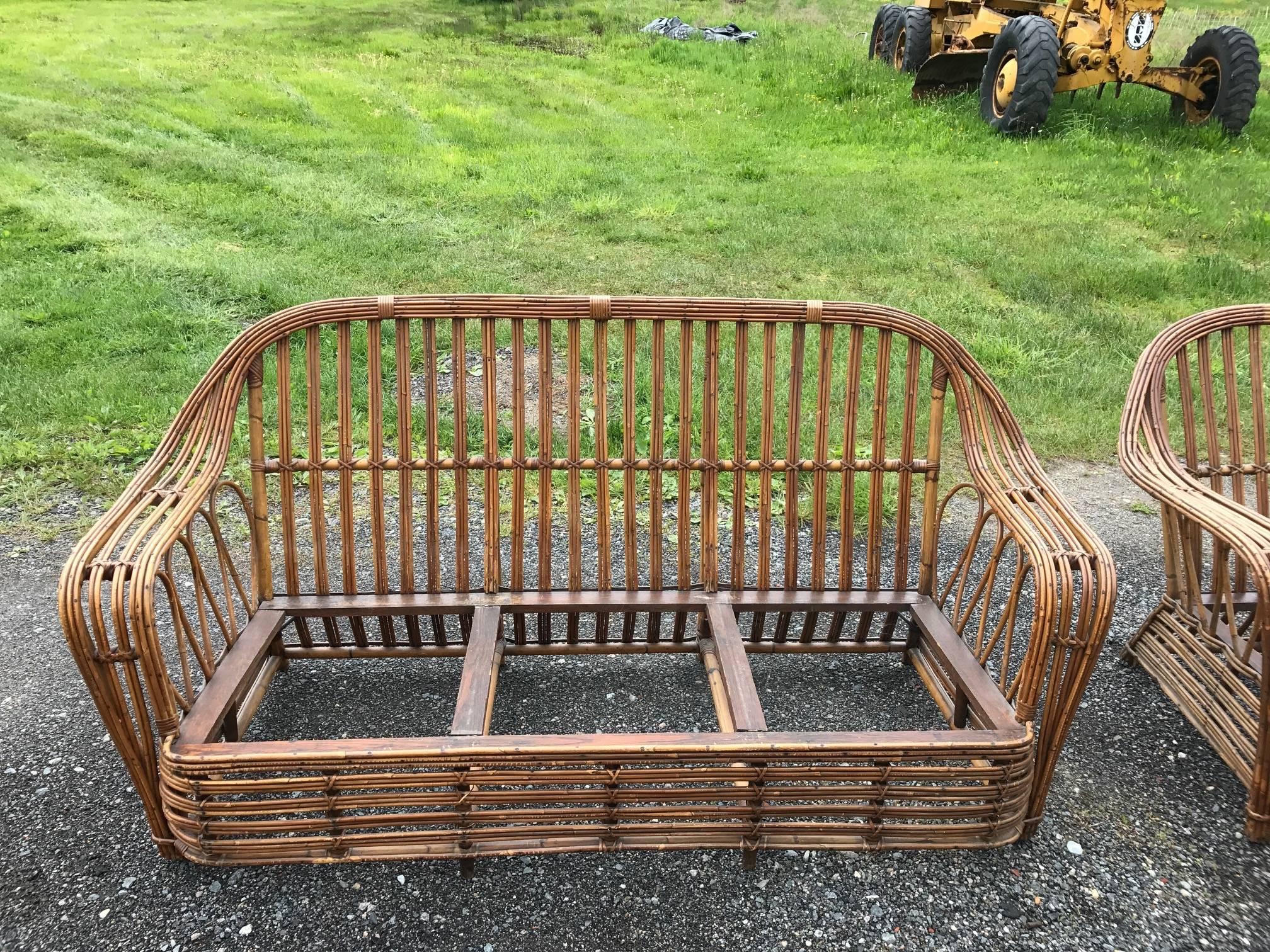Stick Wicker Set In Excellent Condition In Old Saybrook, CT