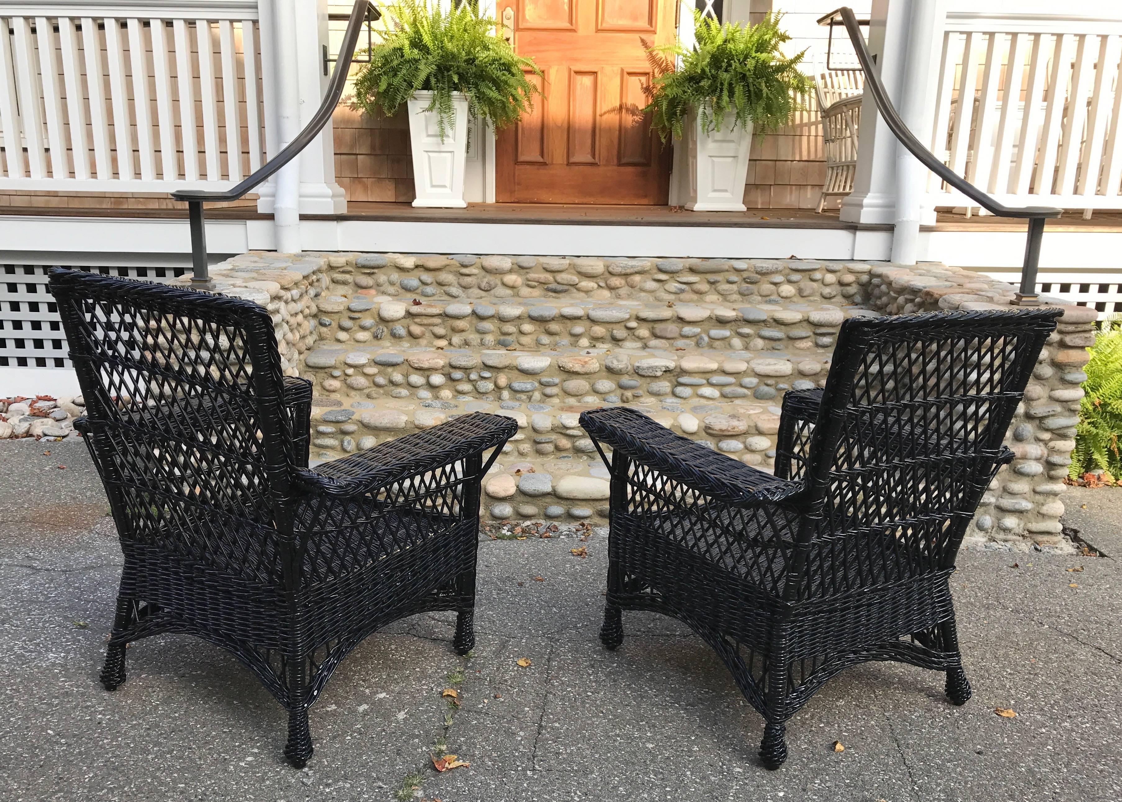 Hand-Woven Antique Bar Harbor Wicker Willow Chairs