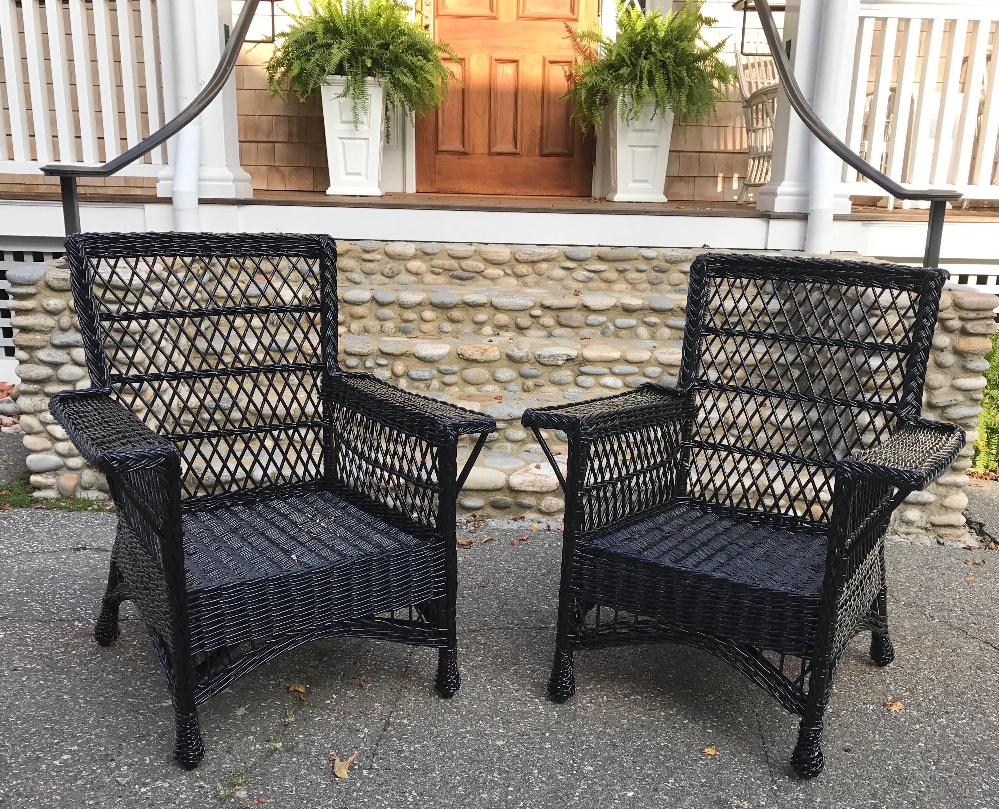 Antique Bar Harbor Wicker Willow Chairs 2
