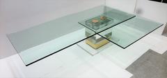 Brass, Lucite and Glass Coffee Table by Lion in Frost