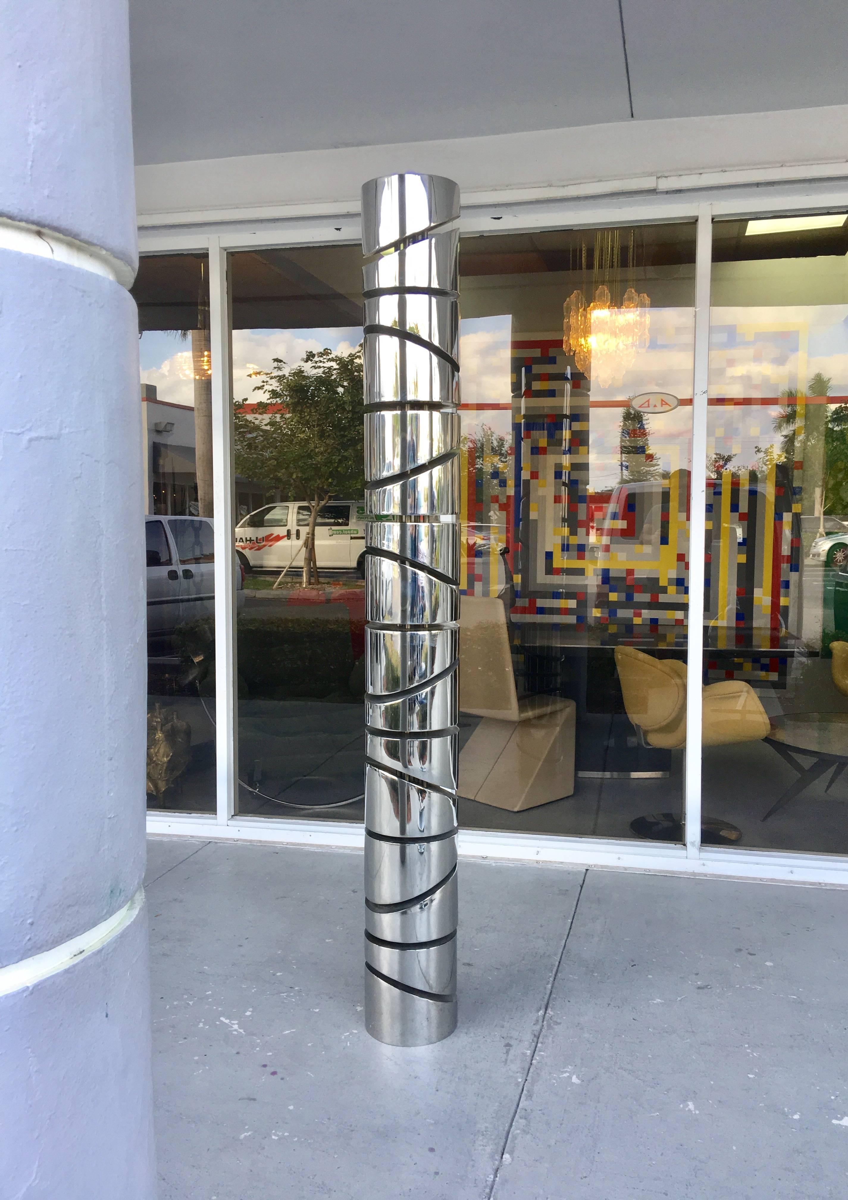 Late 20th Century Itzhak Shmueli Unique Stainless Steel Tower Sculpture