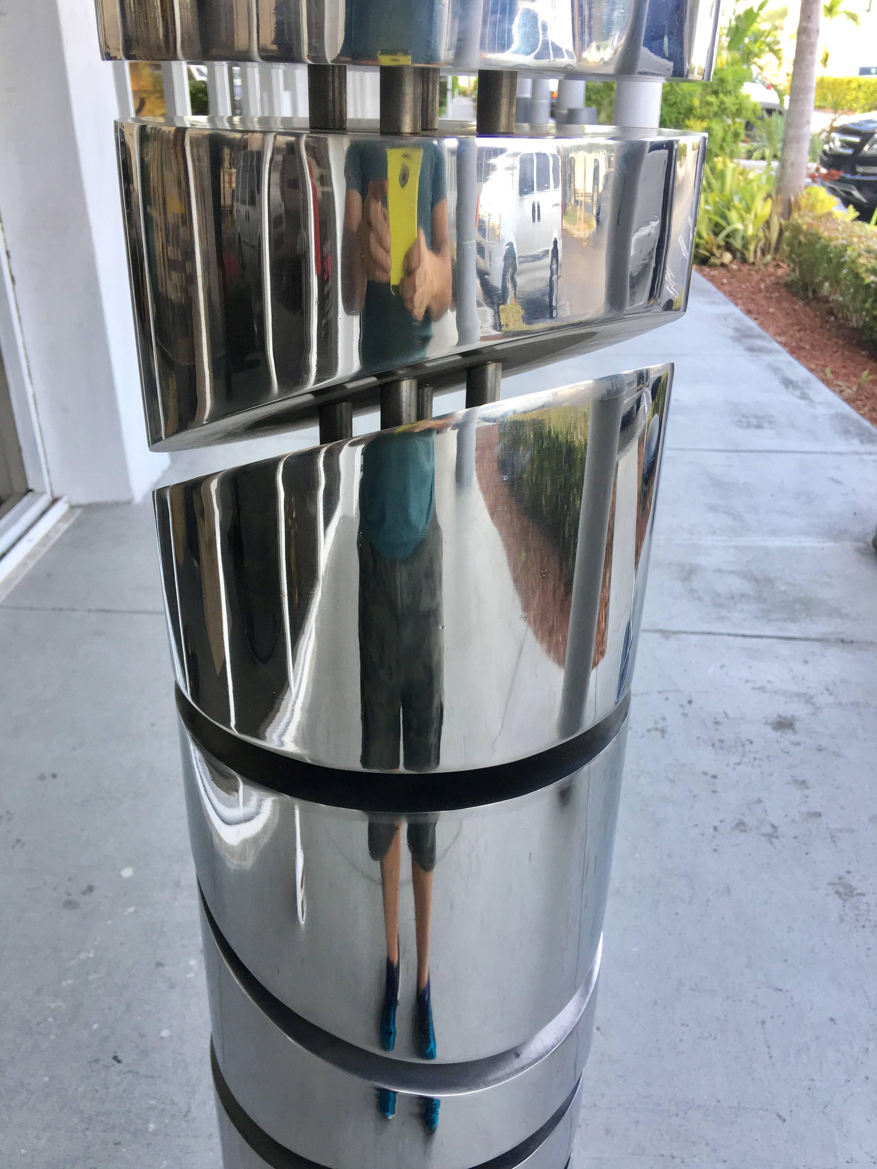 Itzhak Shmueli Unique Stainless Steel Tower Sculpture In Excellent Condition In Miami, FL