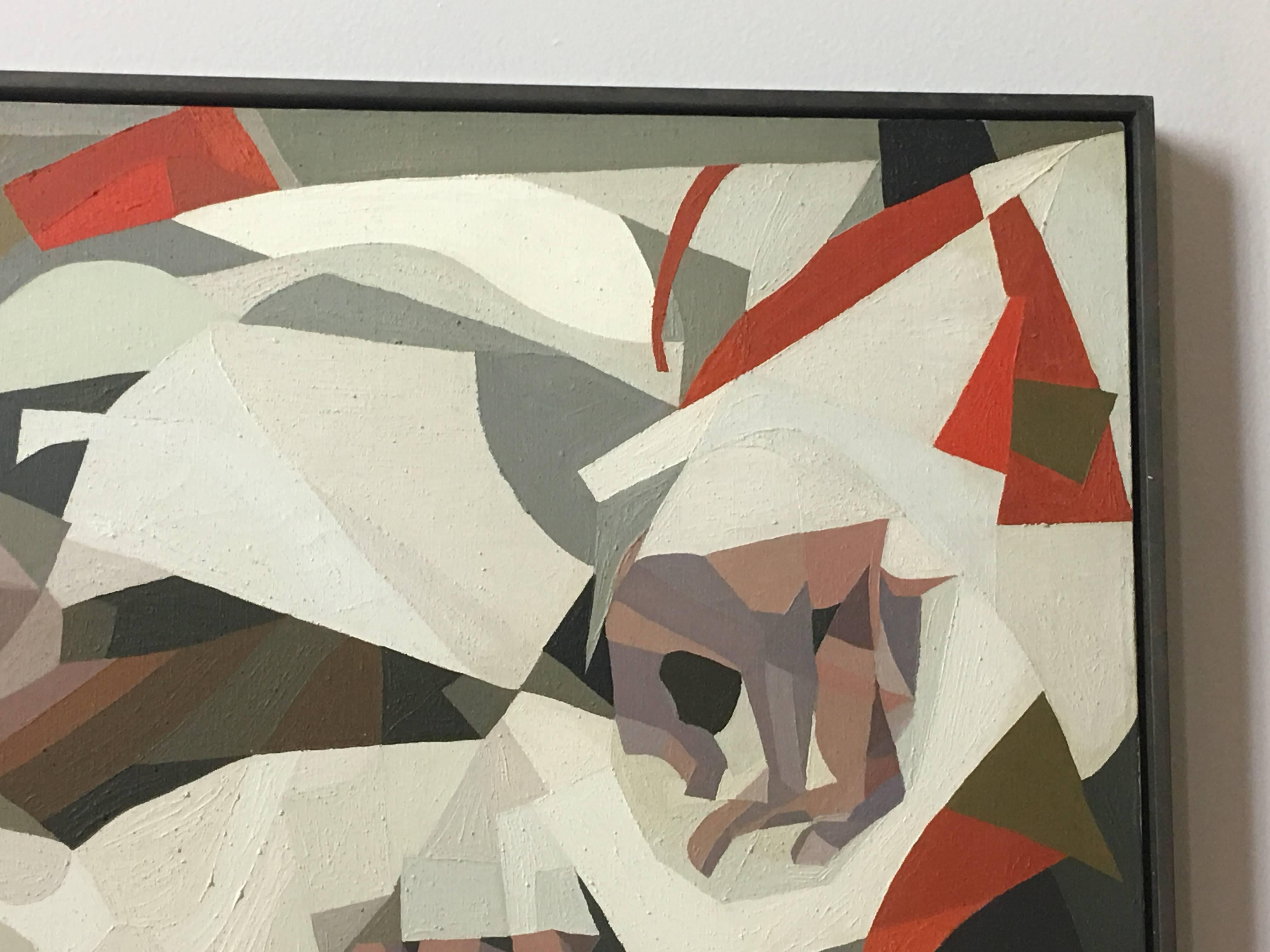 Jacques Fabert Cubist Oil Painting, Guard in Tripoli In Good Condition In Miami, FL