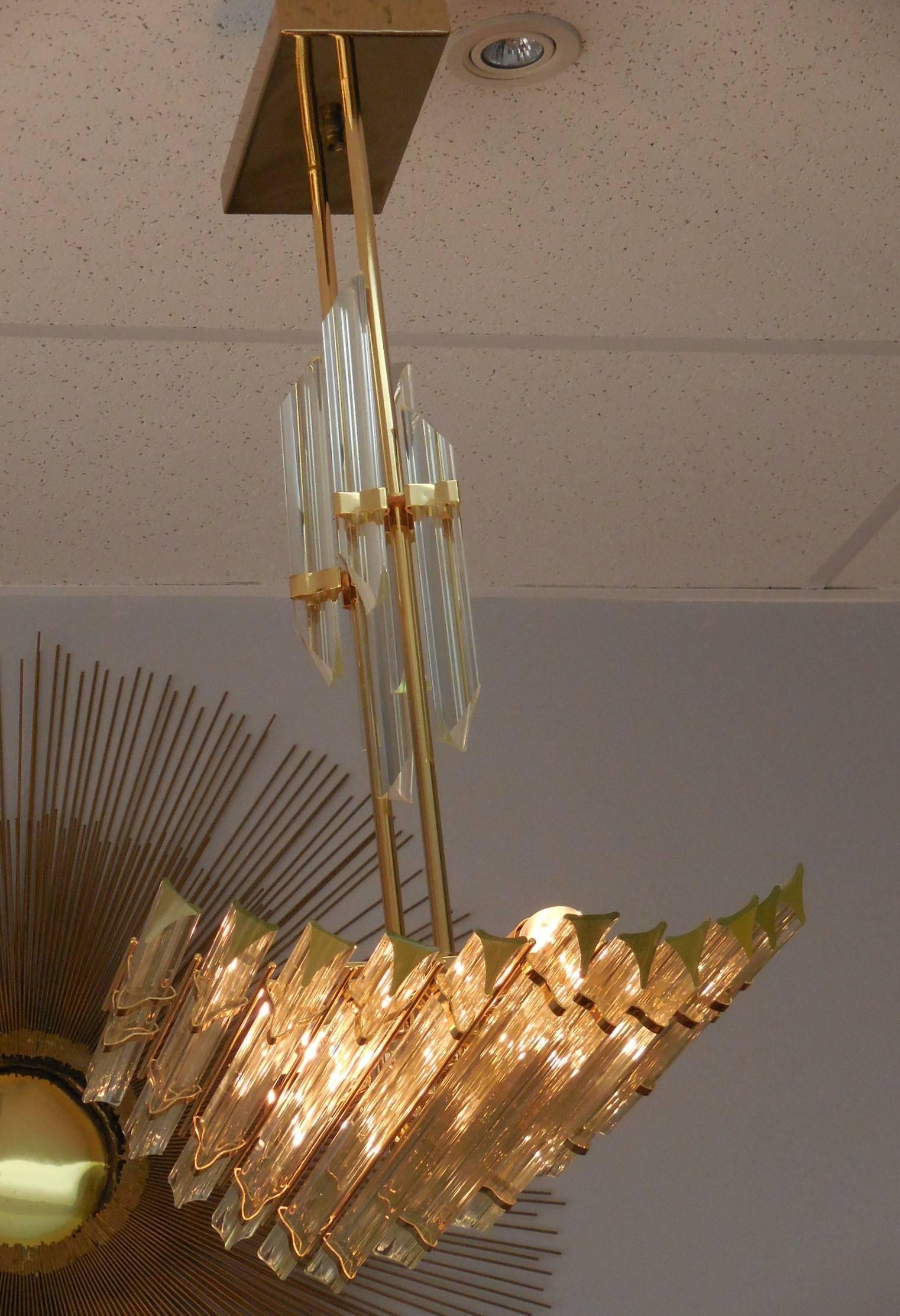 Italian Modern and Rare Murano Chandelier with Glass Rods