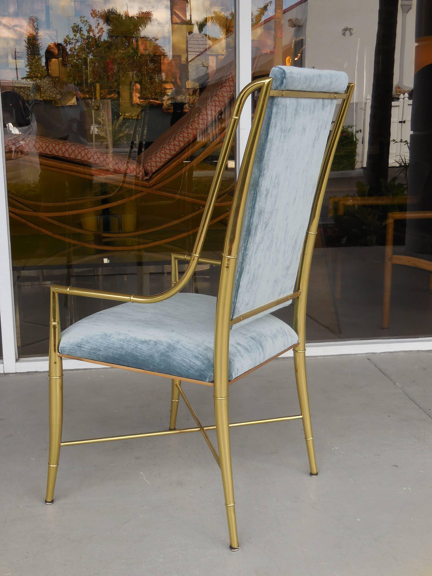 American Eight Brass Dining Chairs by Mastercraft
