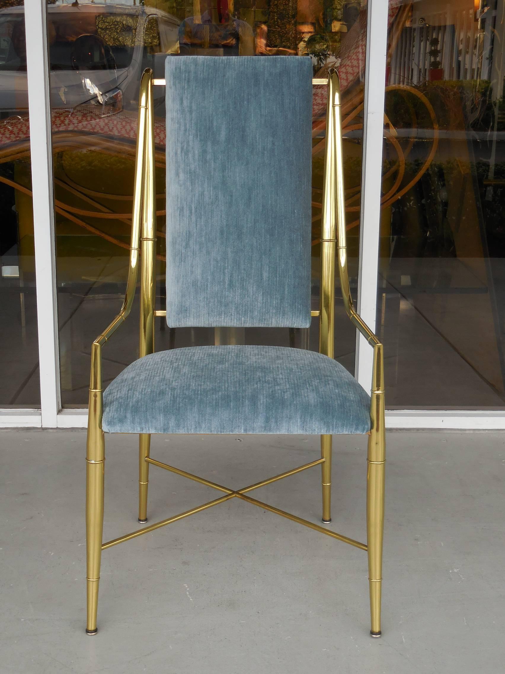 Eight Brass Dining Chairs by Mastercraft In Excellent Condition In Miami, FL