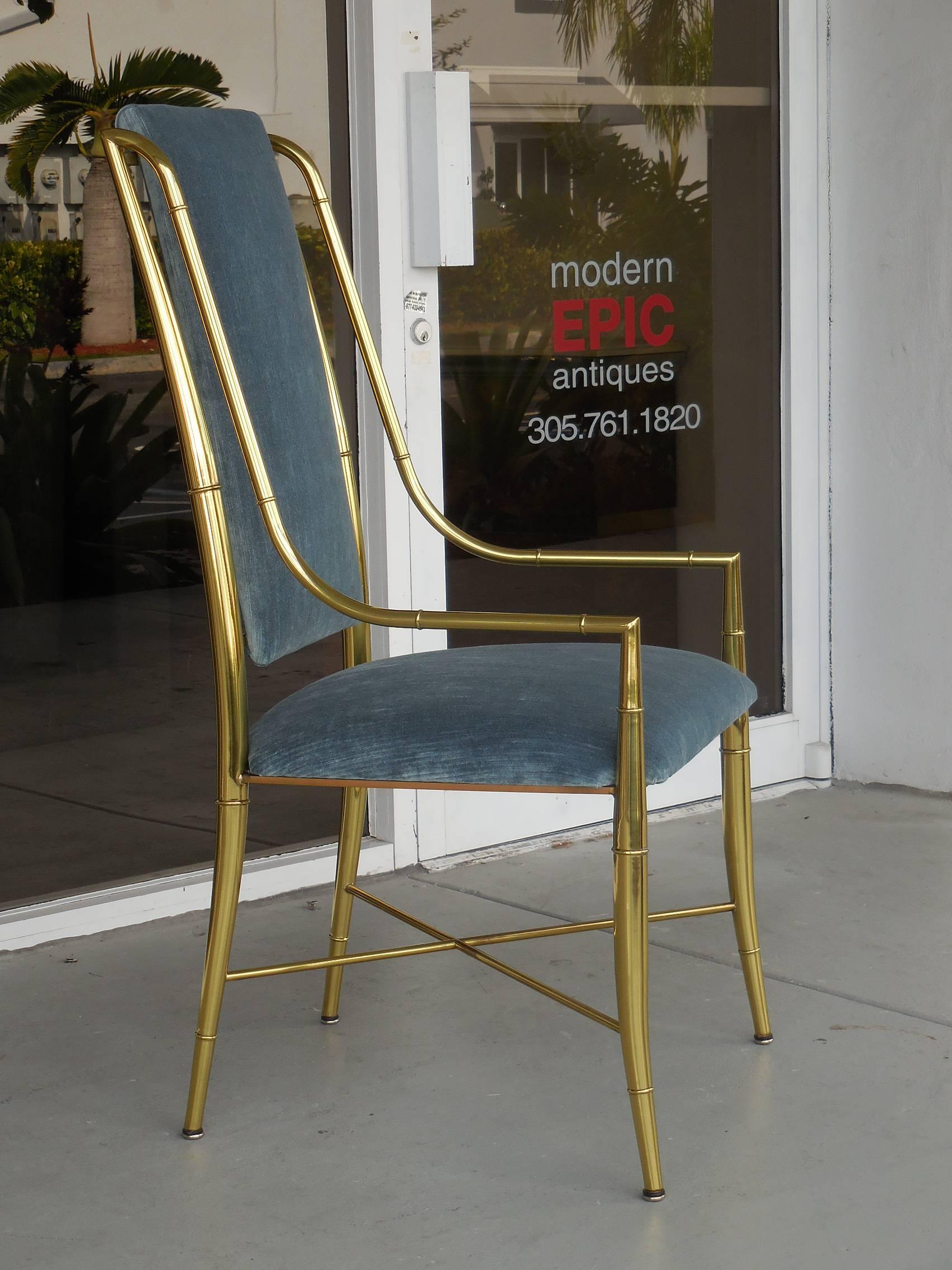 Eight Brass Dining Chairs by Mastercraft 4