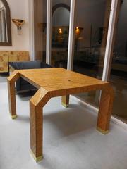 Italian Bamboo and Brass Game Table, 1970s