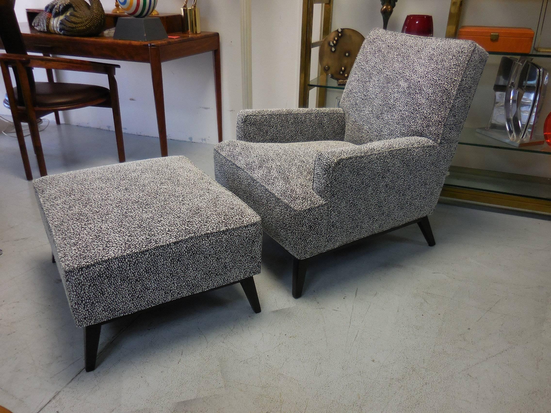 American Mid-Century Chair and Ottoman by Paul McCobb