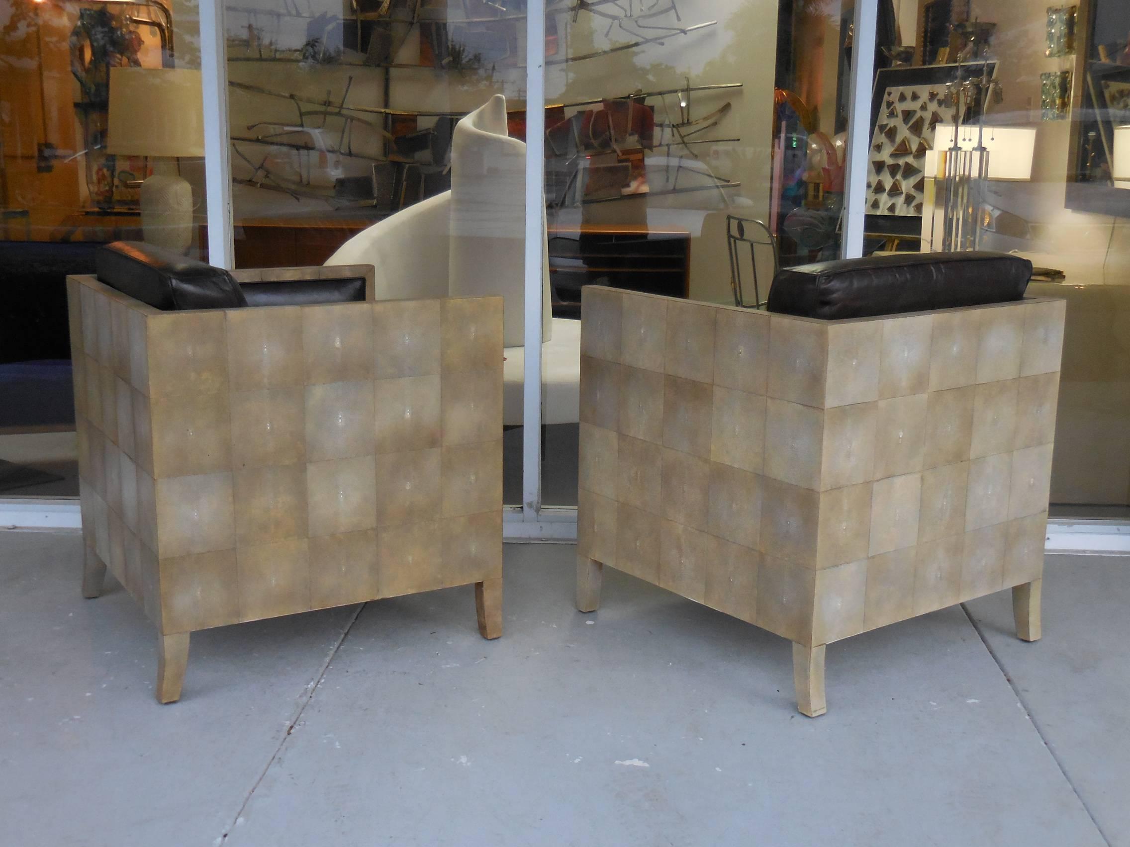 Pair of Jean-Michel Frank Style Shagreen Club Chairs 3