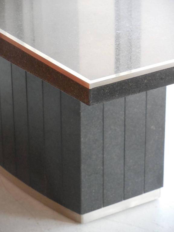 Rare Black Granite and Stainless Steel Dining Table by Willy Rizzo at