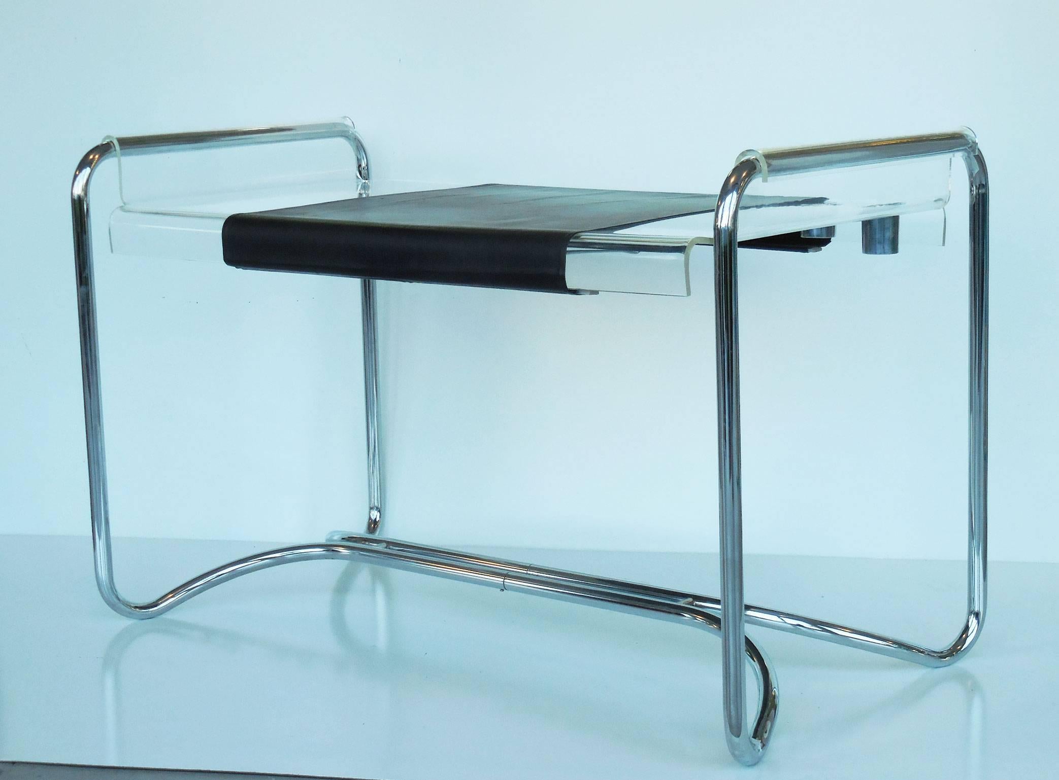 Late 20th Century Fabio Lenci Lucite and Chrome Desk with Two Chairs