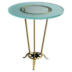 Brass and Glass French Gueridon Side Table Arbus Style